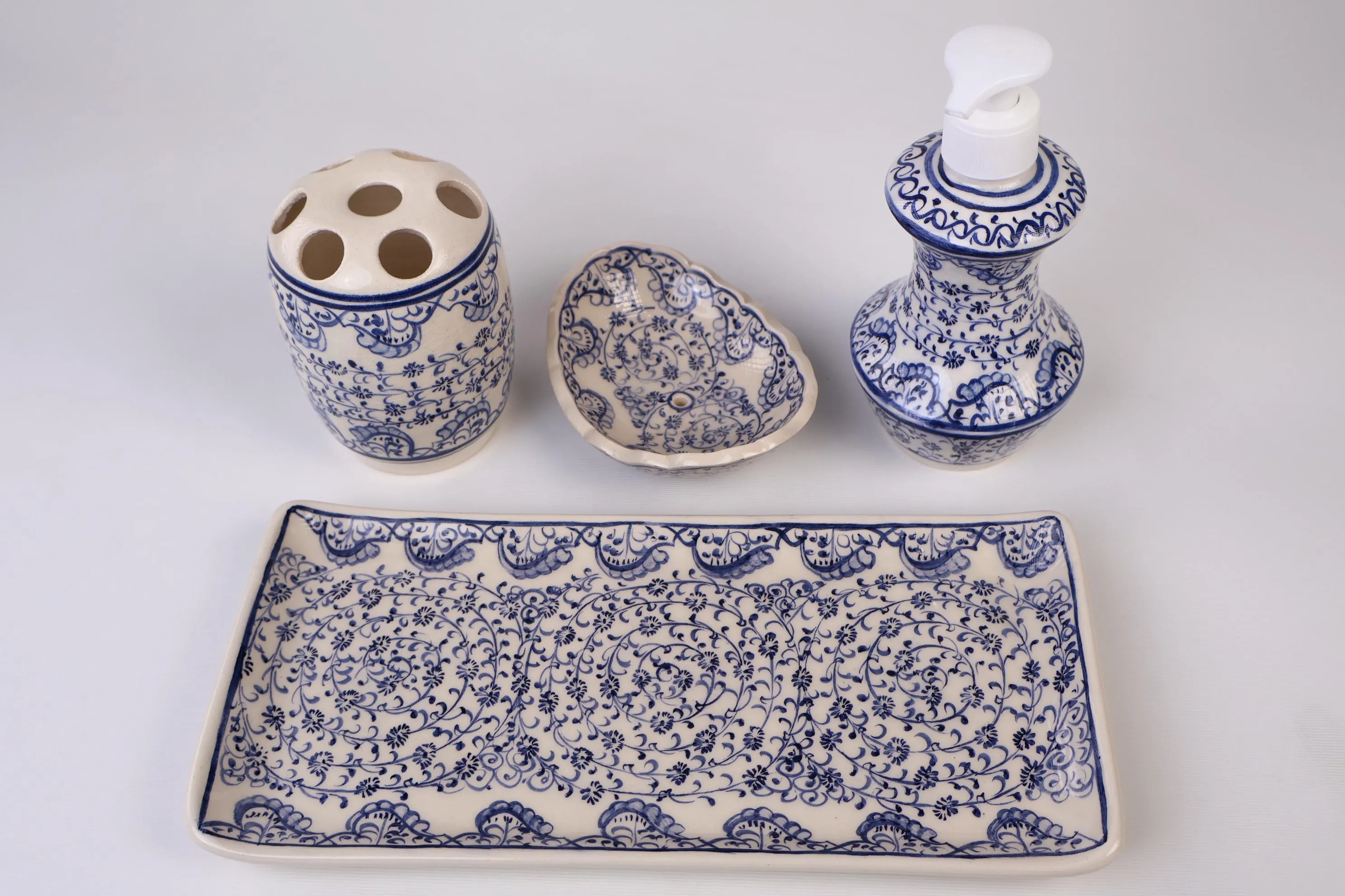 Bathroom Accessories Set with Blue Goldenhorn Design, Liquid Soap Dispenser &Pump, Toothbrush Holder, Soap Dish, Lotion Dispenser, Bath Gift - image 3