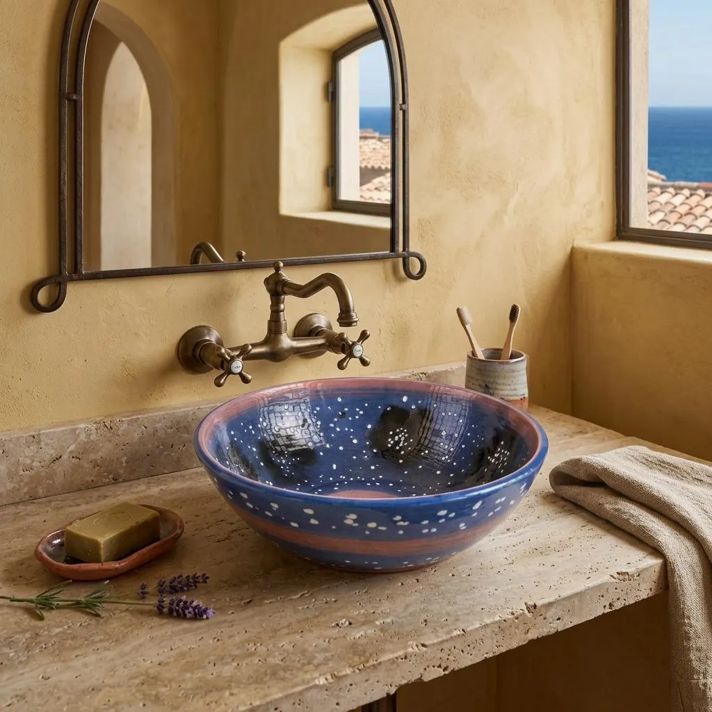 Multicolor Purple Floral Bathroom Sink, Kitchen Vessel Sink, Countertop Ceramic Basin, Bathroom Designer Sink, Guest Bathroom, Vanity Sink - image 3