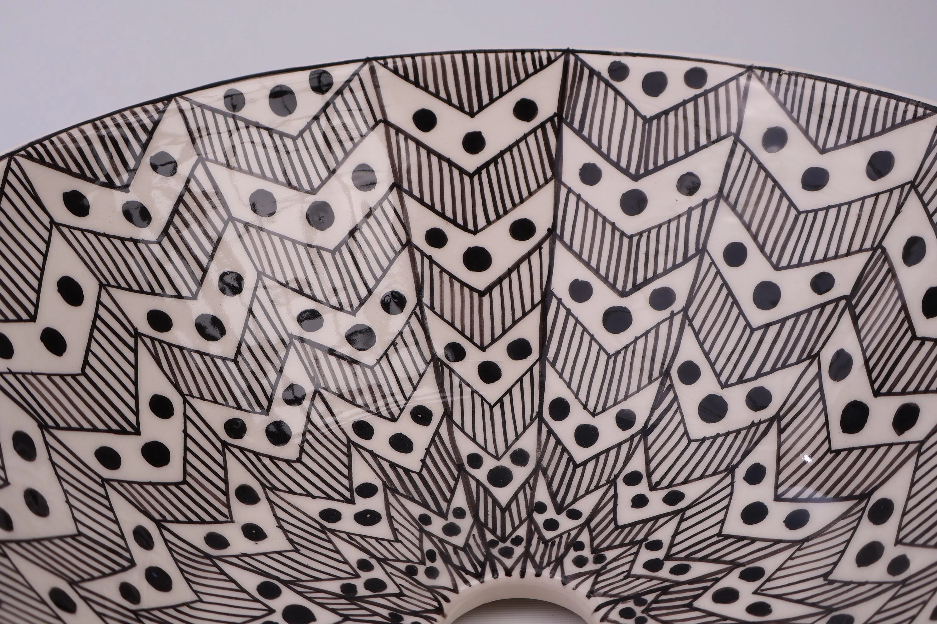 Black Dots and Geometric Patterned Bathroom Vessel Sink, Ceramic Countertop Basin, Bathroom Vanity Washbasin, Farmhouse Sink, Guest Bathroom - image 4
