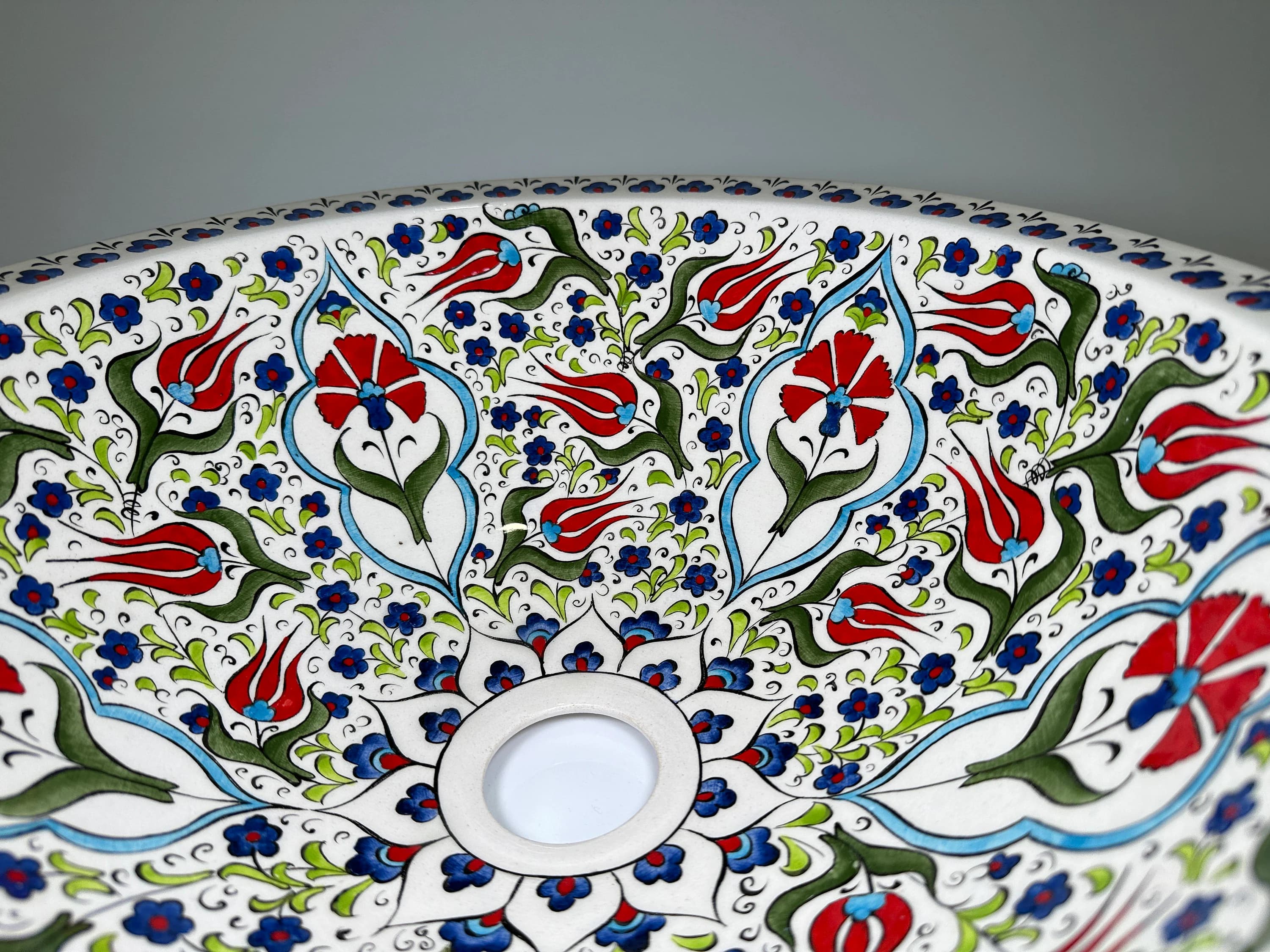 Ceramic Bathroom Vessel Sink, Countertop Basin, Hand Painted Basin, Pottery Sink, Washbasin, Mediterranean Decorative Sink, Bathroom Remodel - image 3