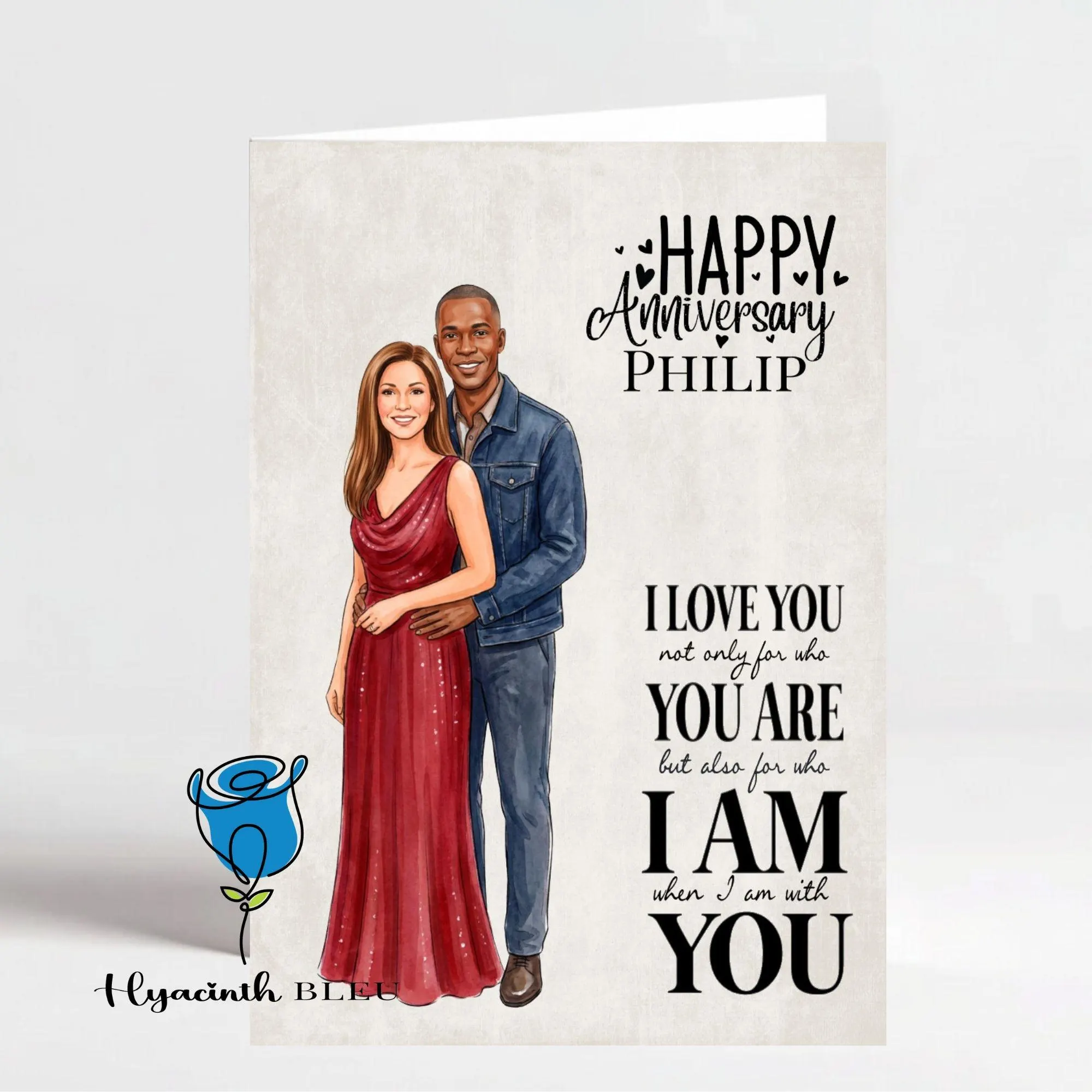 Biracial Couple Valentine's Day Card, Anniversary Card for Wife or Husband - image 5