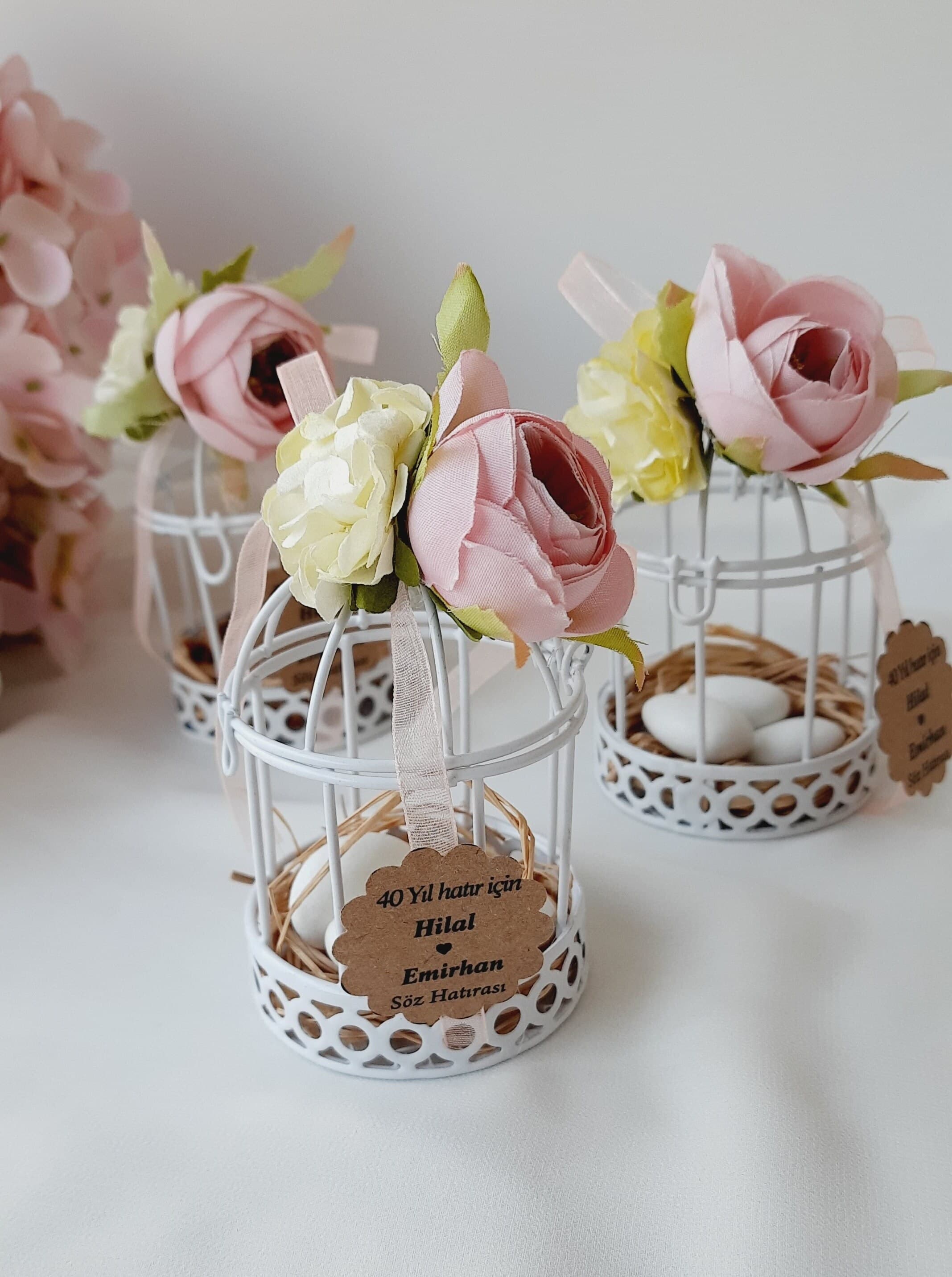 Personalized Bird Cage Favor Box, Rustic Wedding Candy, Elegant Gift
