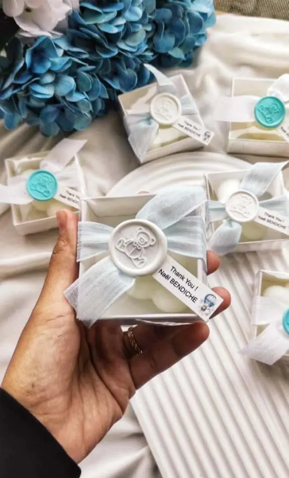 Personalized Cloud Candle Favors: Scented Peony, Baptism, Christening Candle - image 5