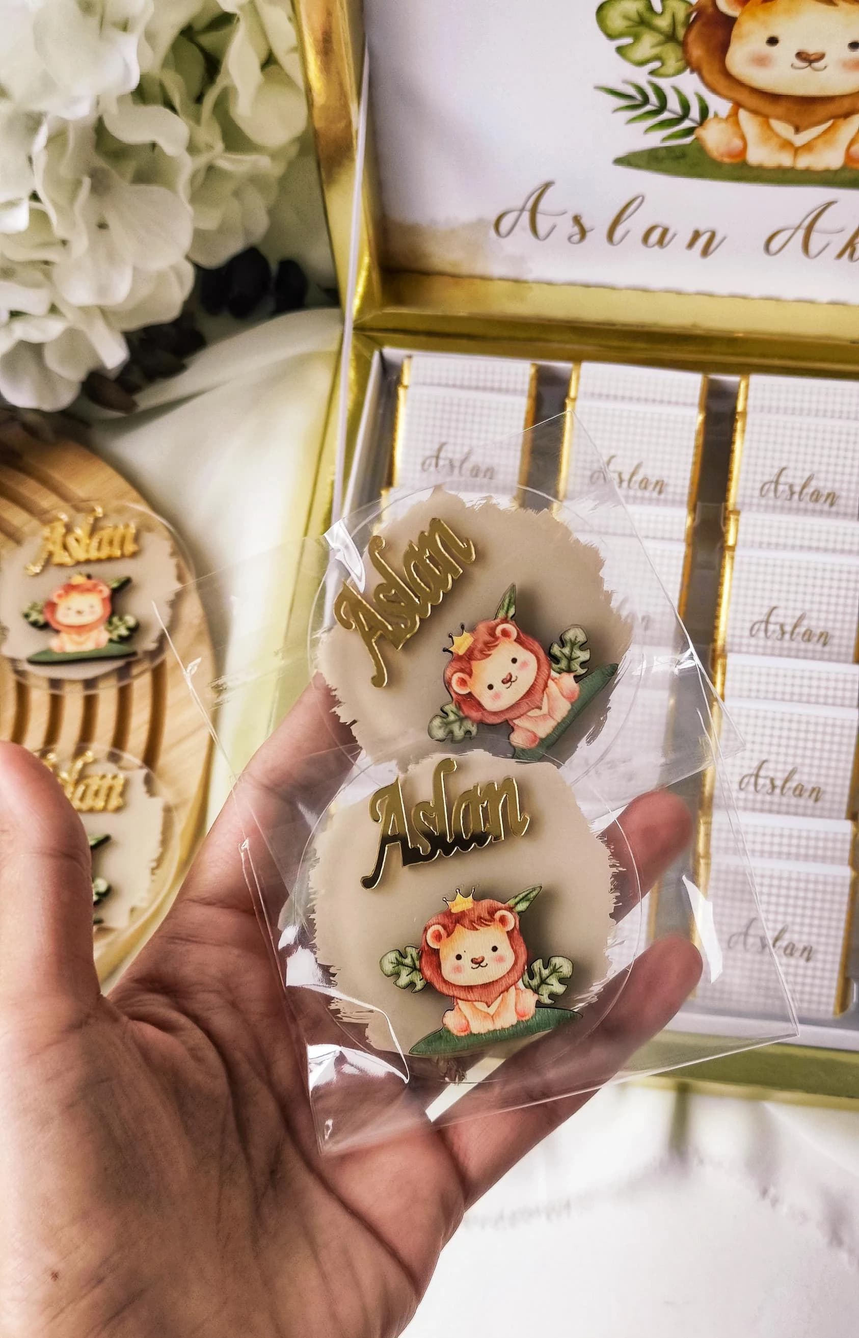 Personalized Safari Lion Magnet Favors, Jungle Baby Shower