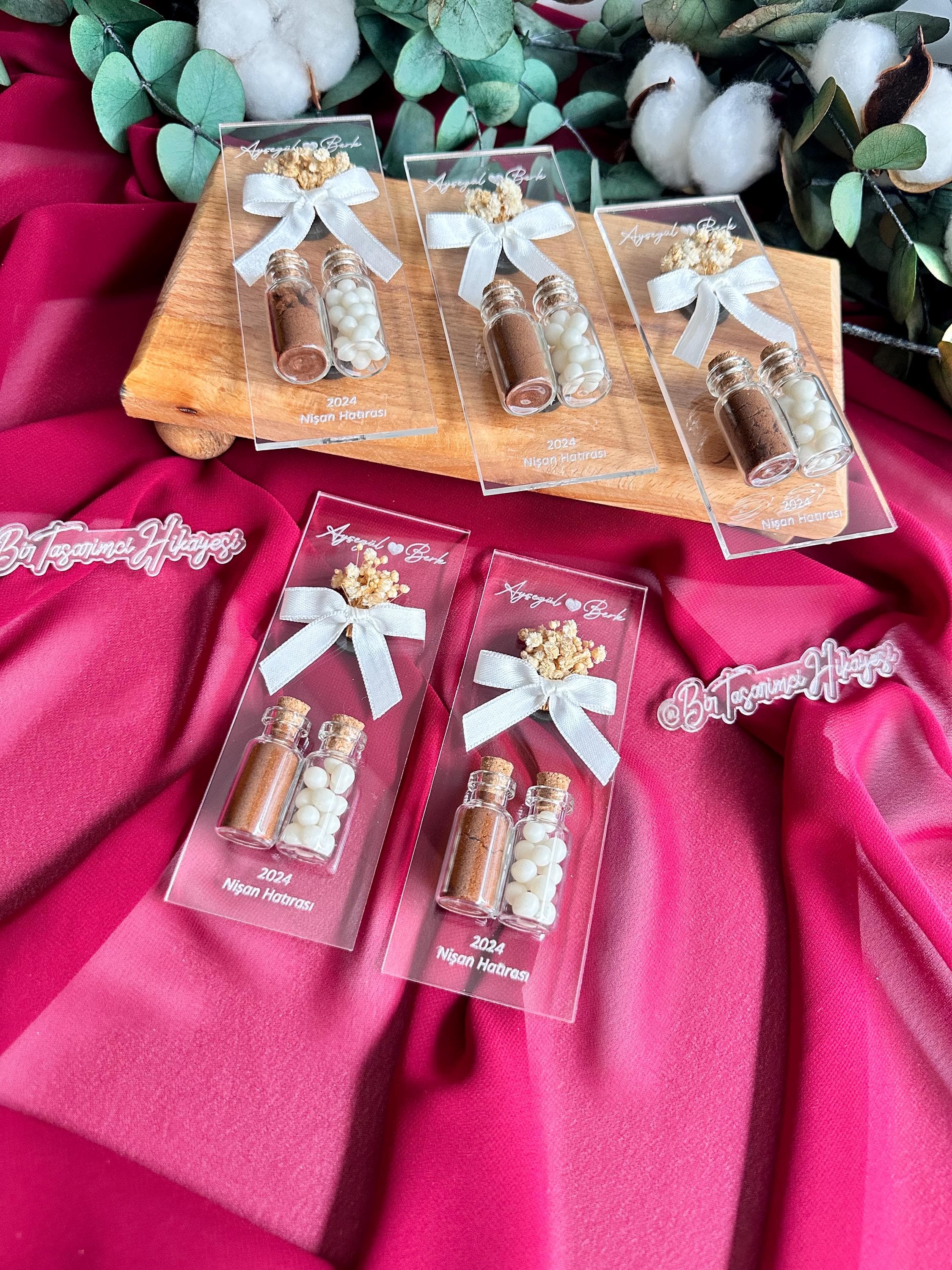 Personalized Clear Acrylic Magnet: Wedding Favor with Almond Candy - image 5
