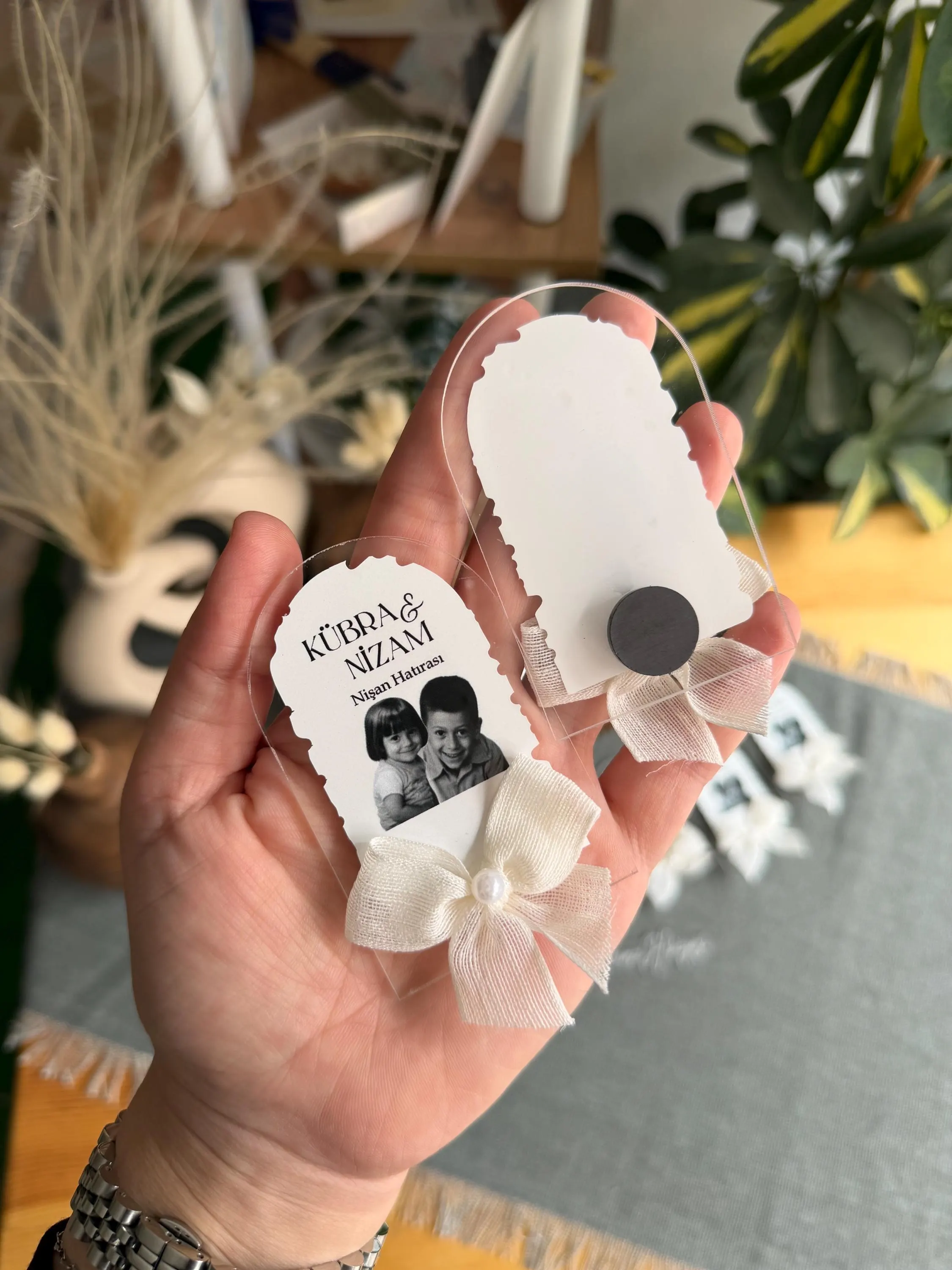 Childhood Photo Engagement Magnet: Personalized Wedding Favor - image 4