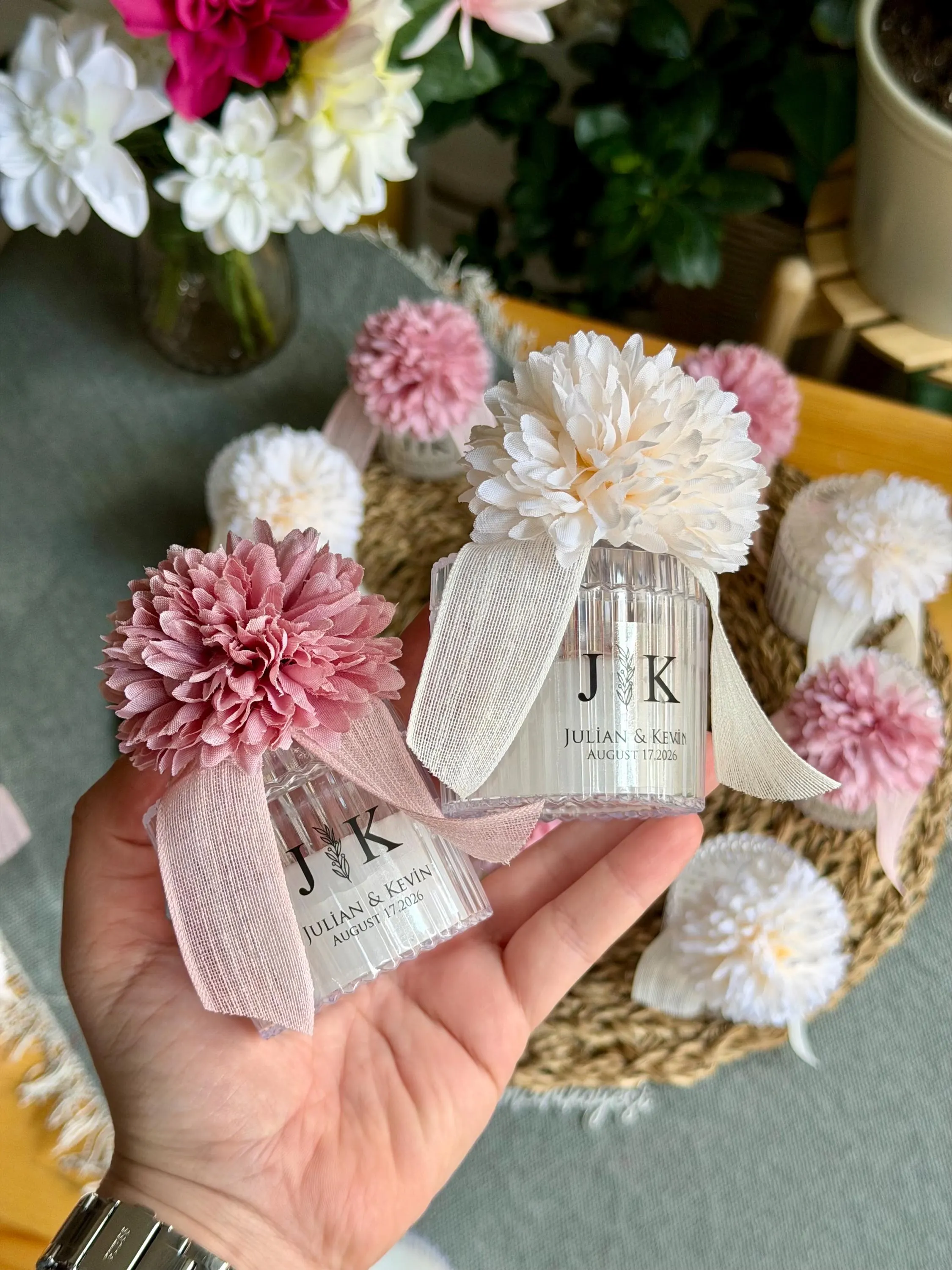 Personalized Wedding Candle Favor: Custom Name Date Candles, Bridal Shower Favors, Engagement Party Favor - image 3