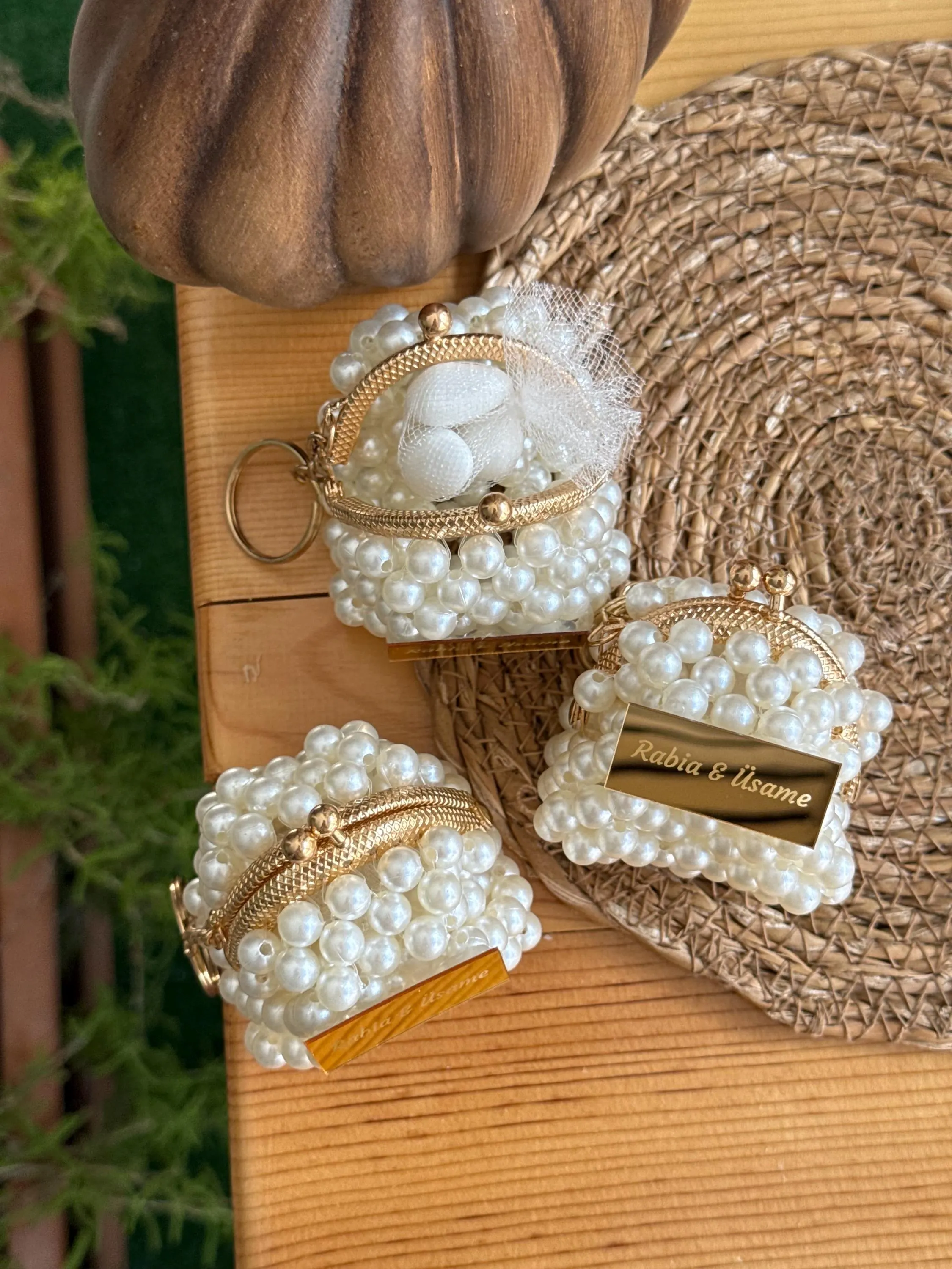 Personalized Mini Pearl Favor Bag, Wedding Bridal Shower Gift - image 4