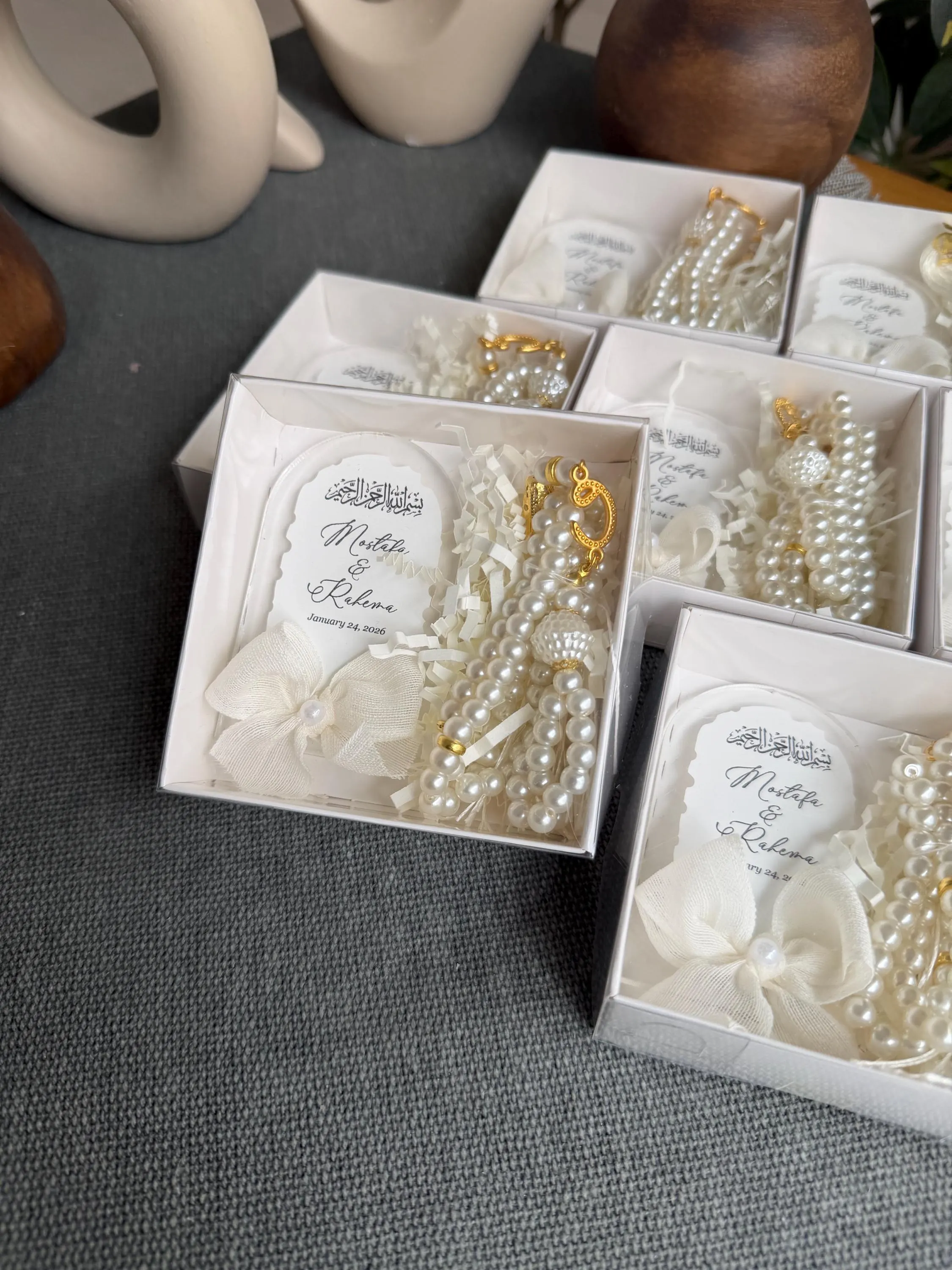 Personalized magnet and pearl rosary box: Islamic wedding favor, Muslim Wedding Favors - image 4