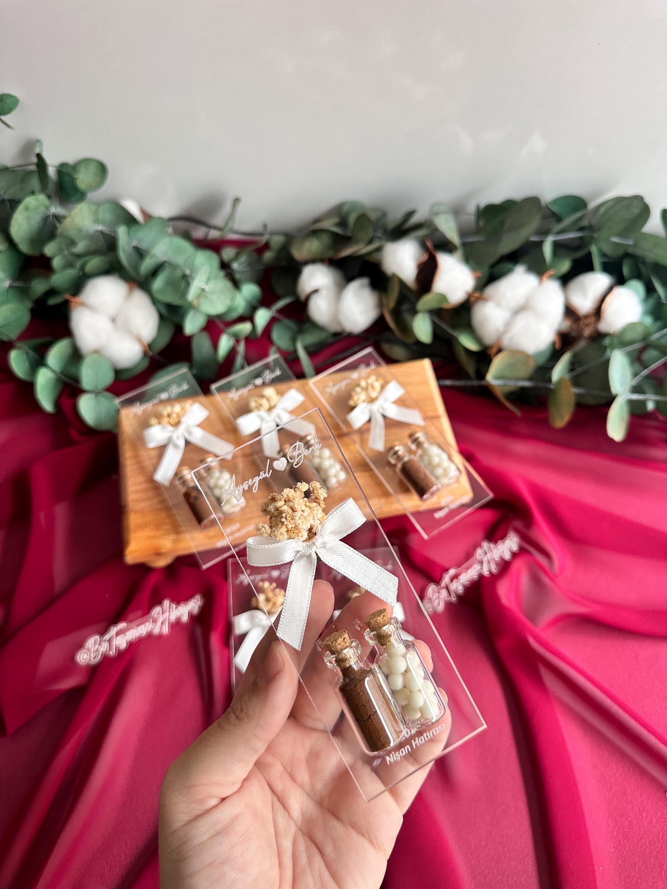 Personalized Clear Acrylic Magnet: Wedding Favor with Almond Candy - image 3