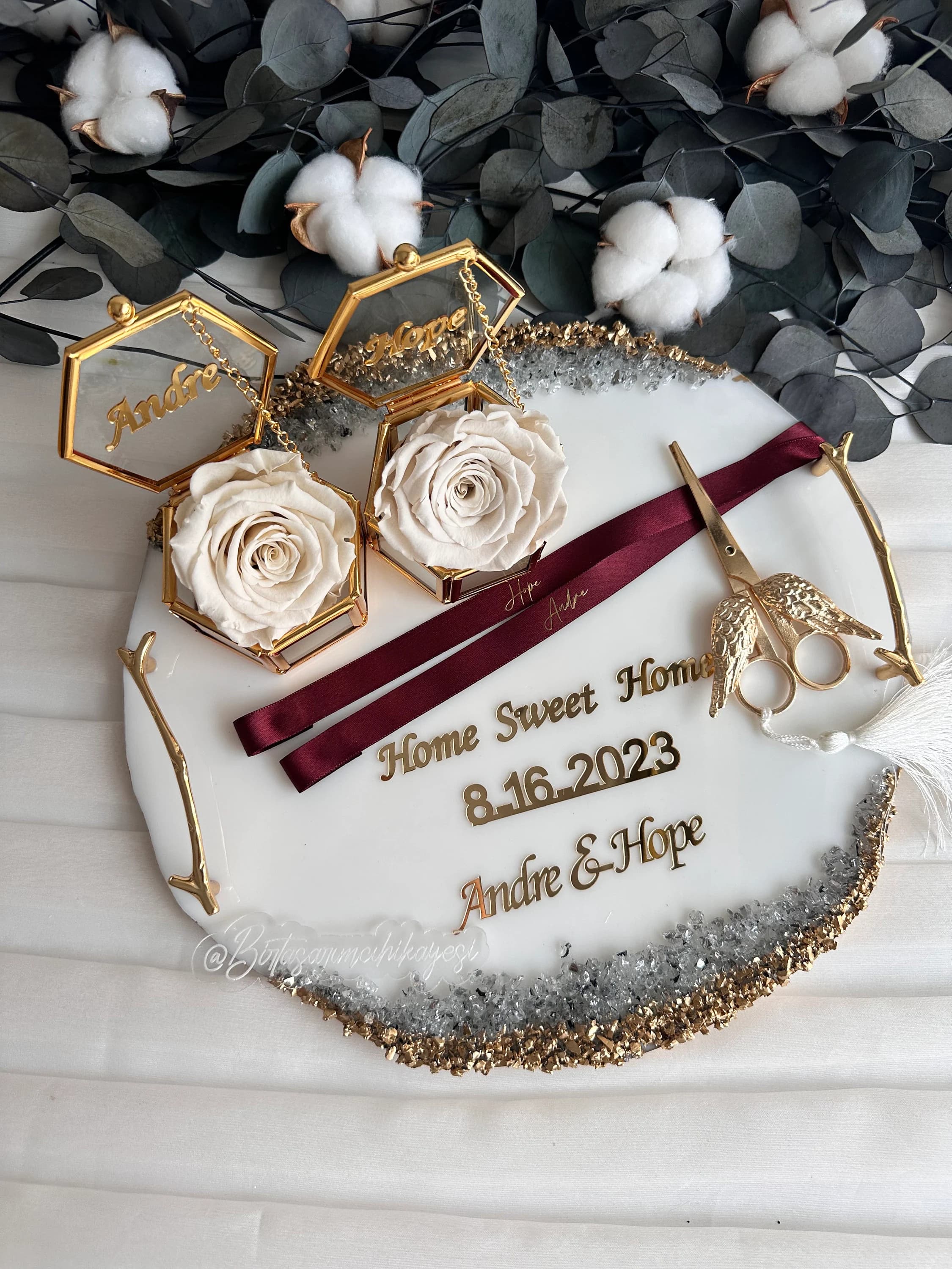 Personalized Epoxy Engagement Tray Set: Ring Box, Ribbon & Scissors - image 5