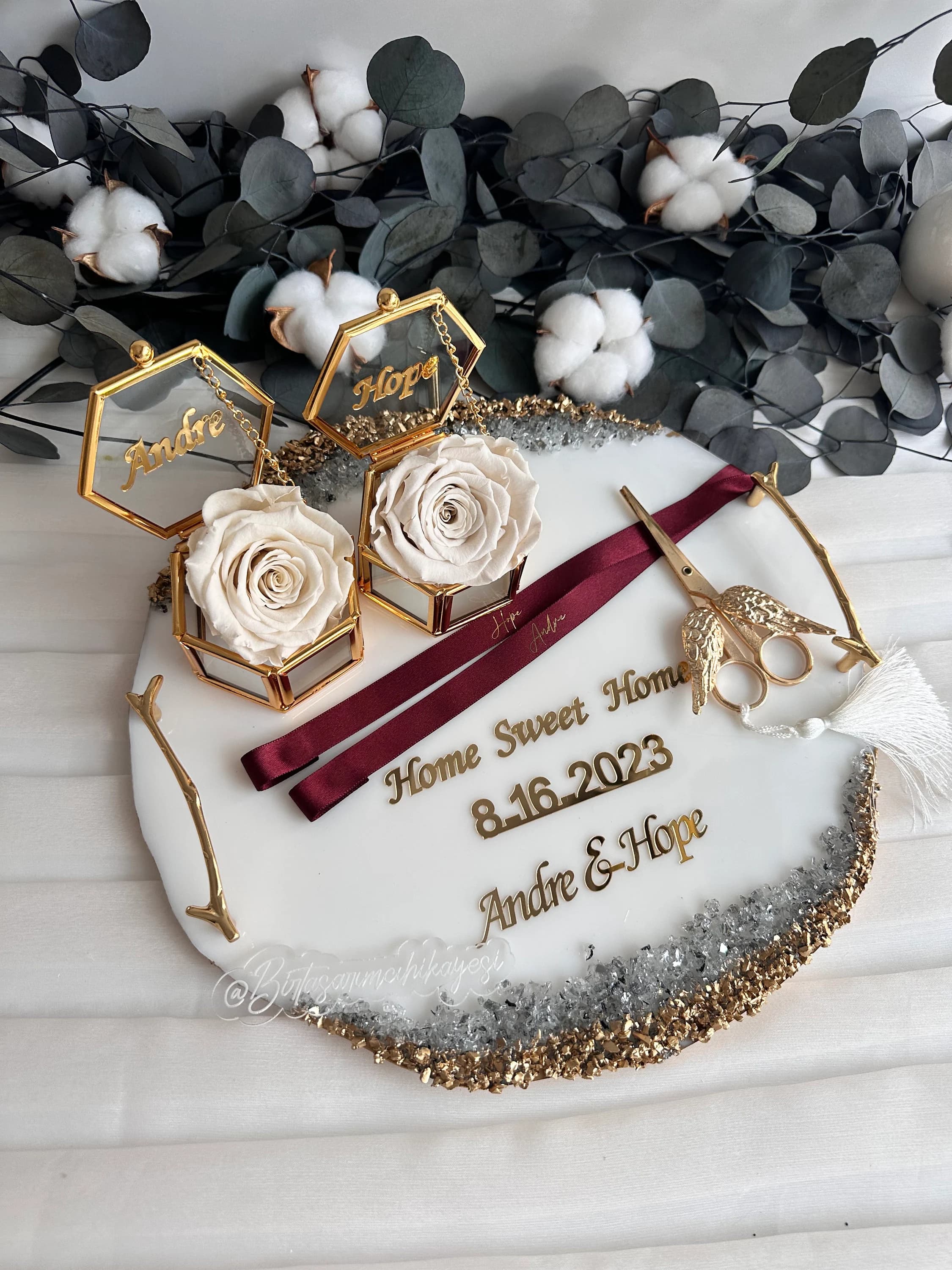 Personalized Epoxy Engagement Tray Set: Ring Box, Ribbon & Scissors - image 4