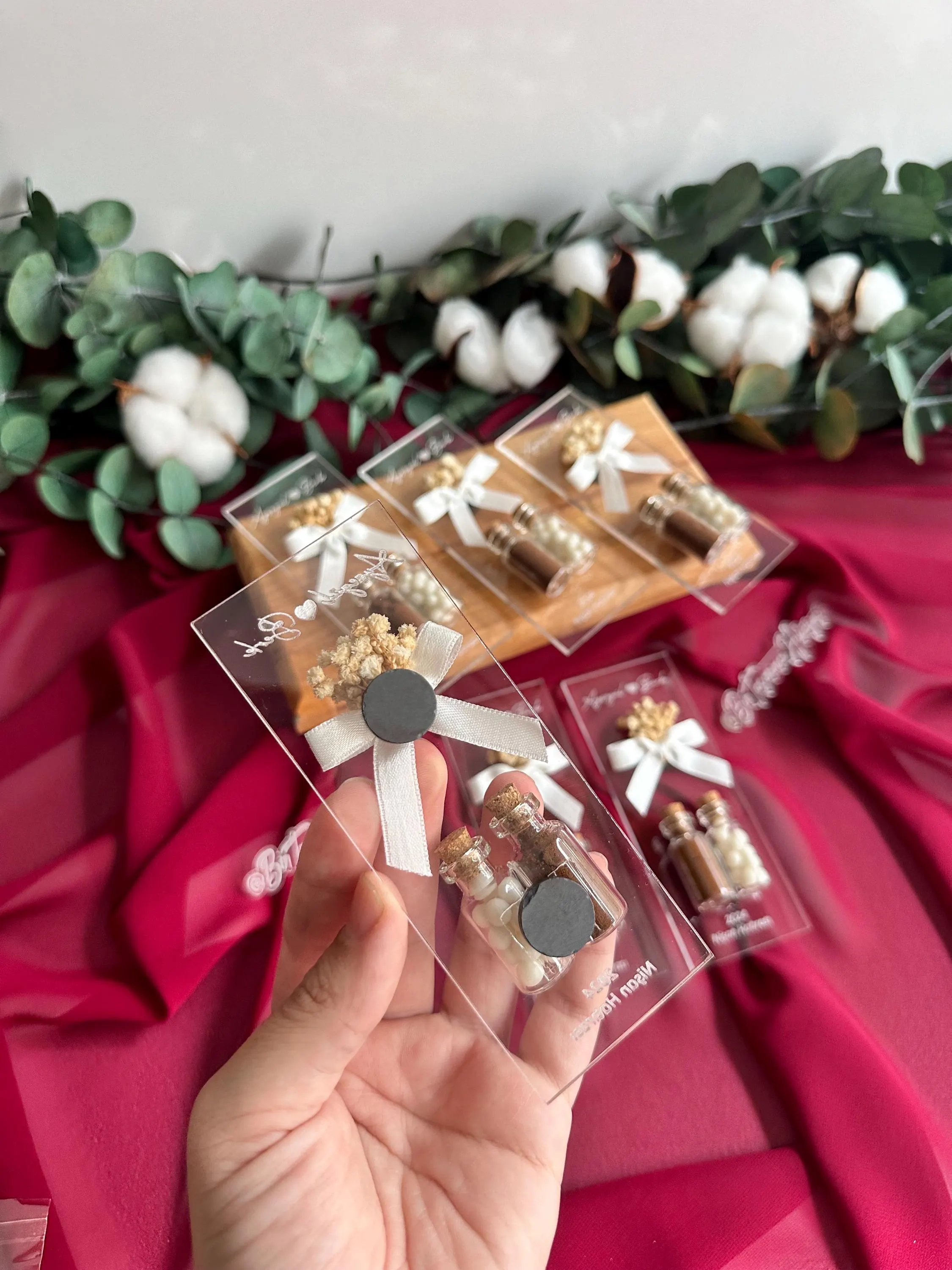 Personalized Clear Acrylic Magnet: Wedding Favor with Almond Candy - image 2