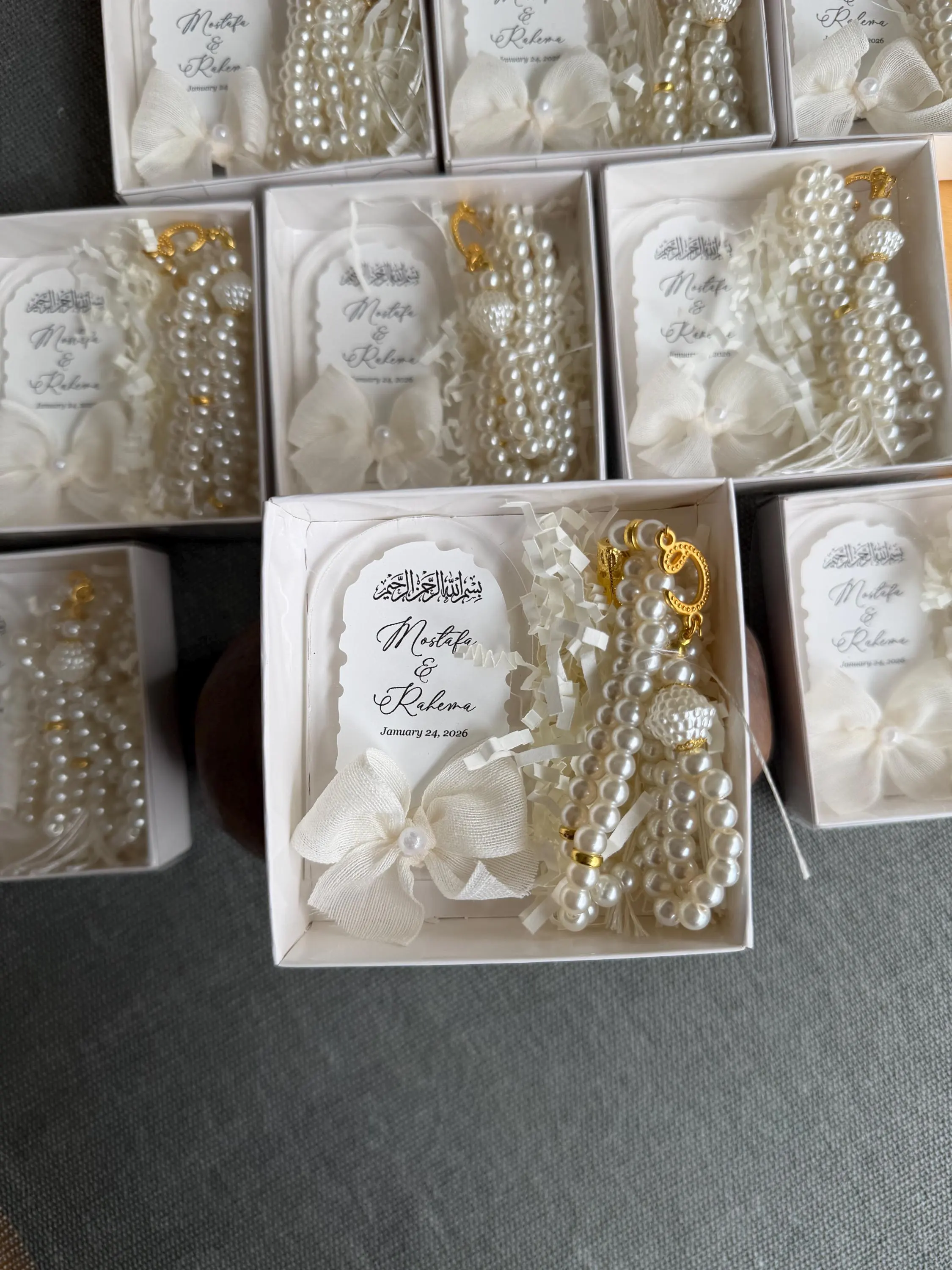 Personalized magnet and pearl rosary box: Islamic wedding favor, Muslim Wedding Favors - image 5