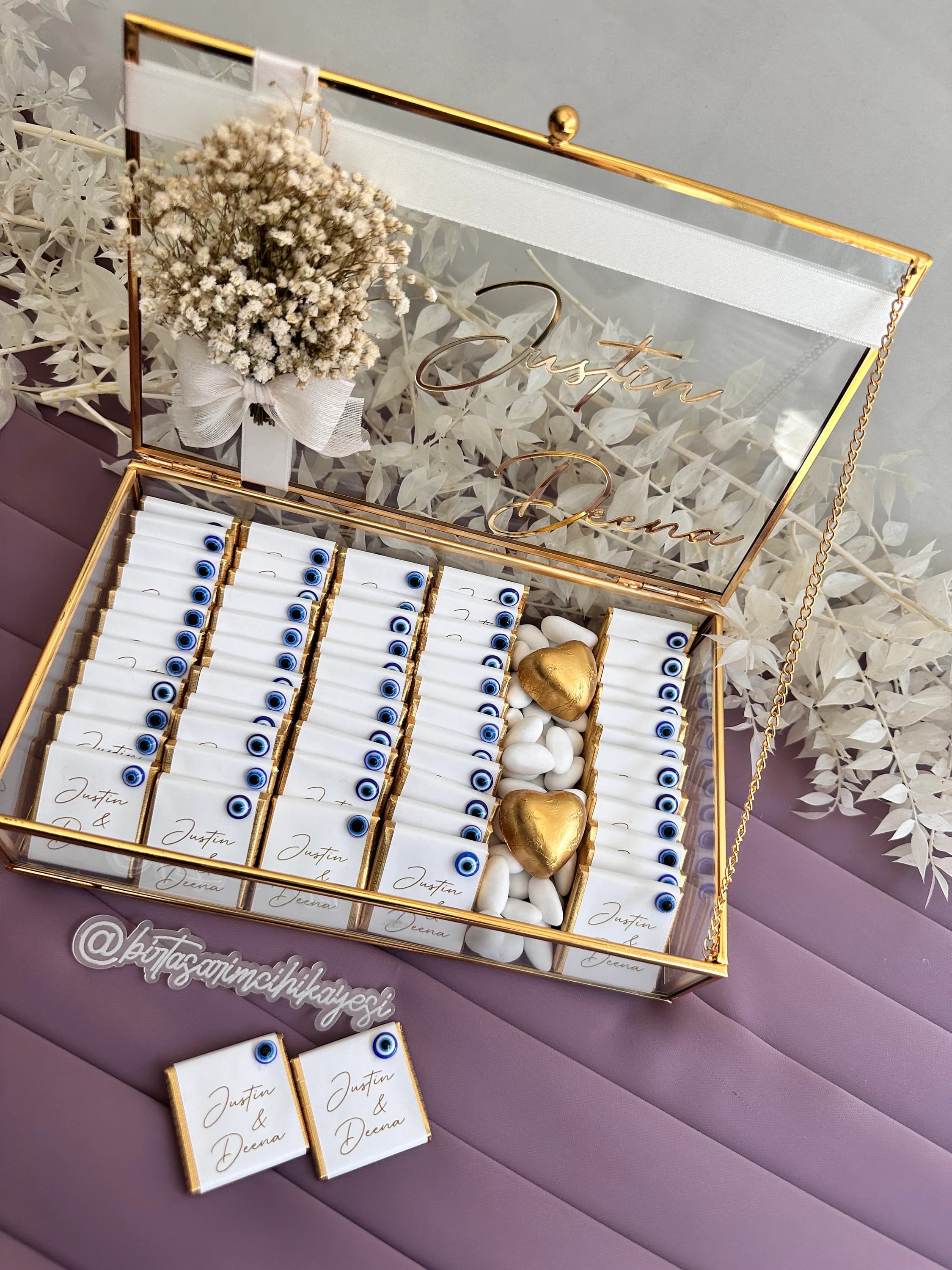 Evil Eye Beaded Chocolate Box: Personalized Wedding Favors - image 5