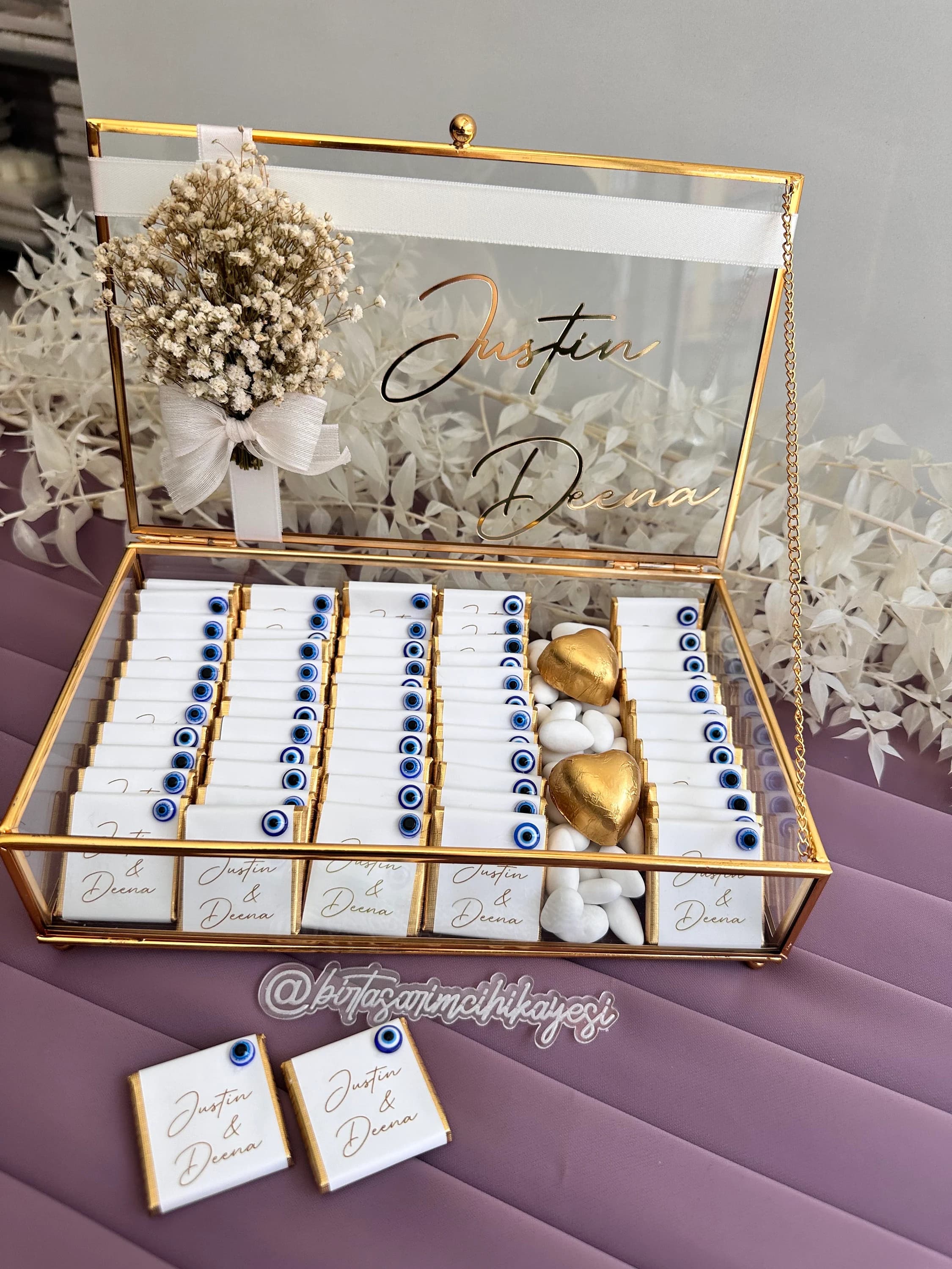 Evil Eye Beaded Chocolate Box: Personalized Wedding Favors - image 3