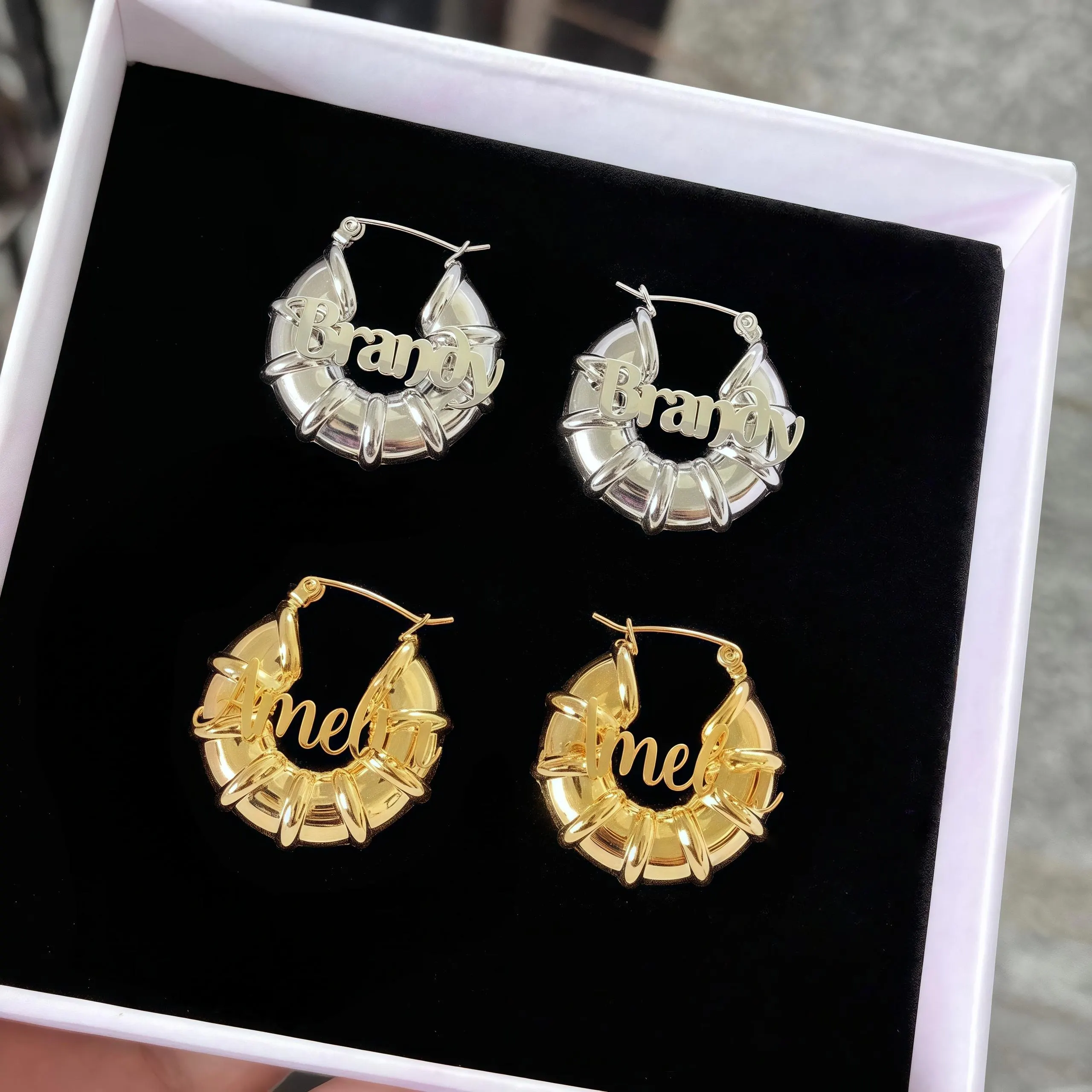 Custom Name Hoop Earrings, Stainless Steel Personalized Gift - image 5