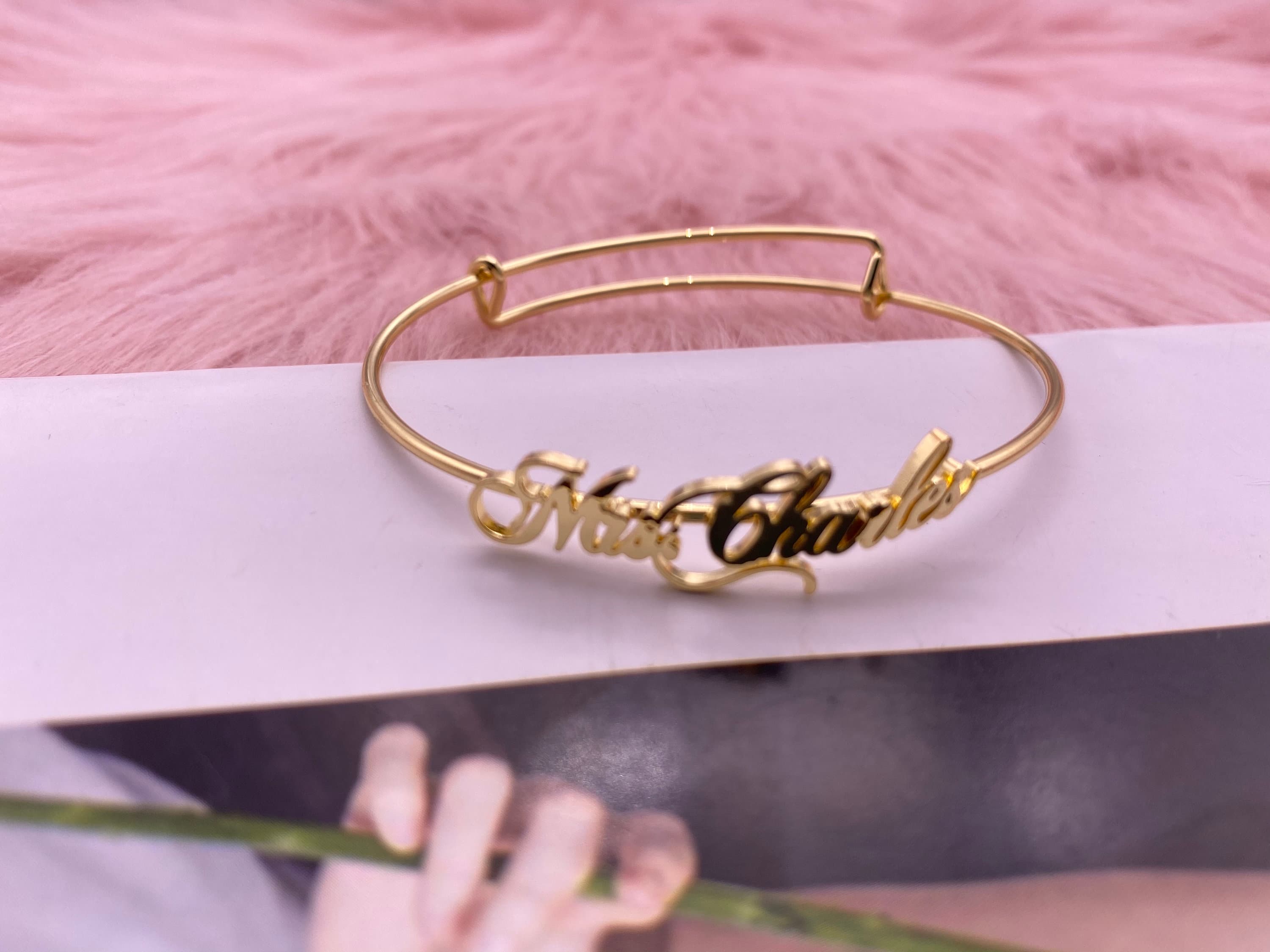 Custom Name Bangle Bracelet, Personalized Stainless Steel Jewelry - image 4