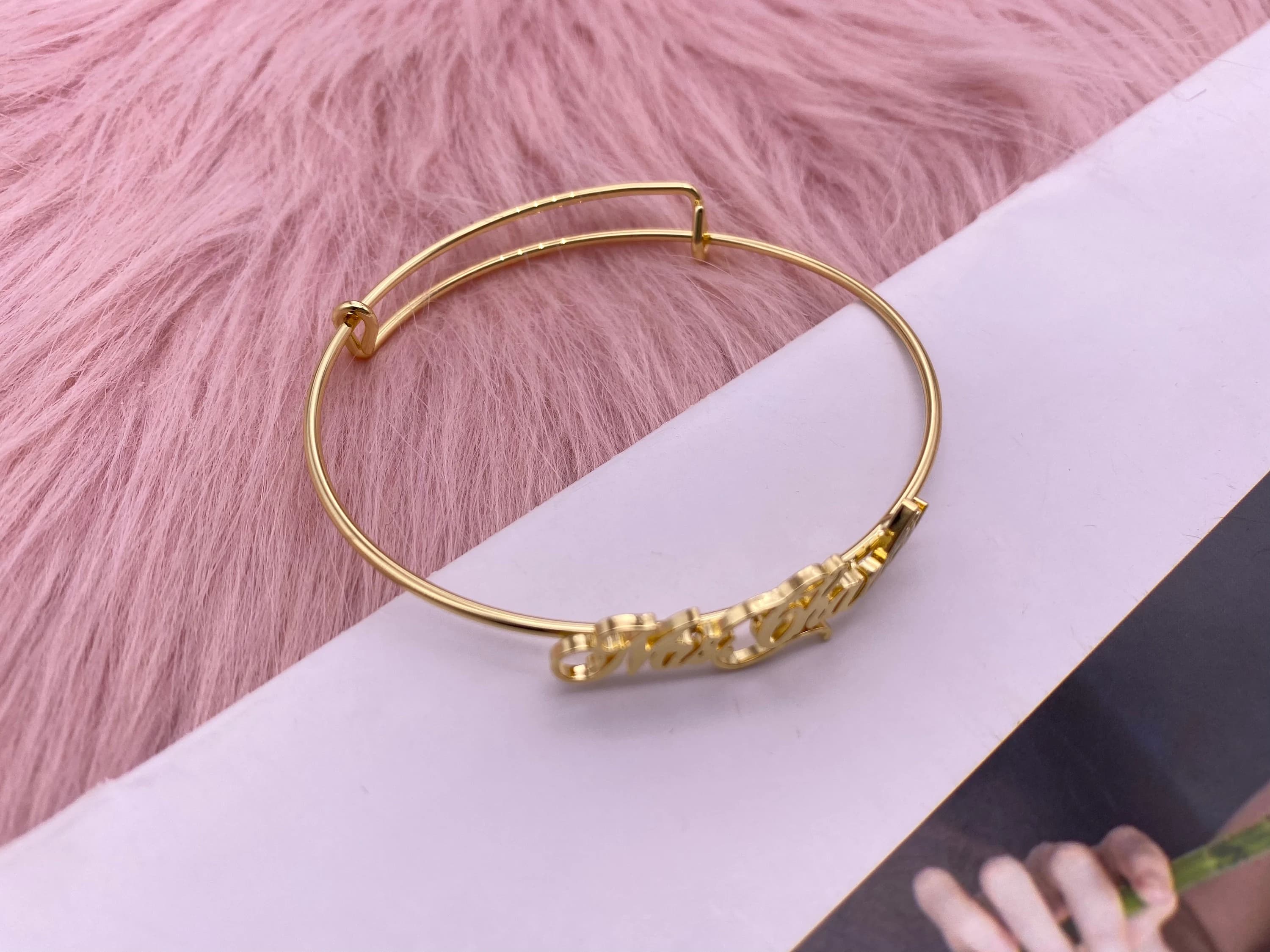 Custom Name Bangle Bracelet, Personalized Stainless Steel Jewelry - image 3