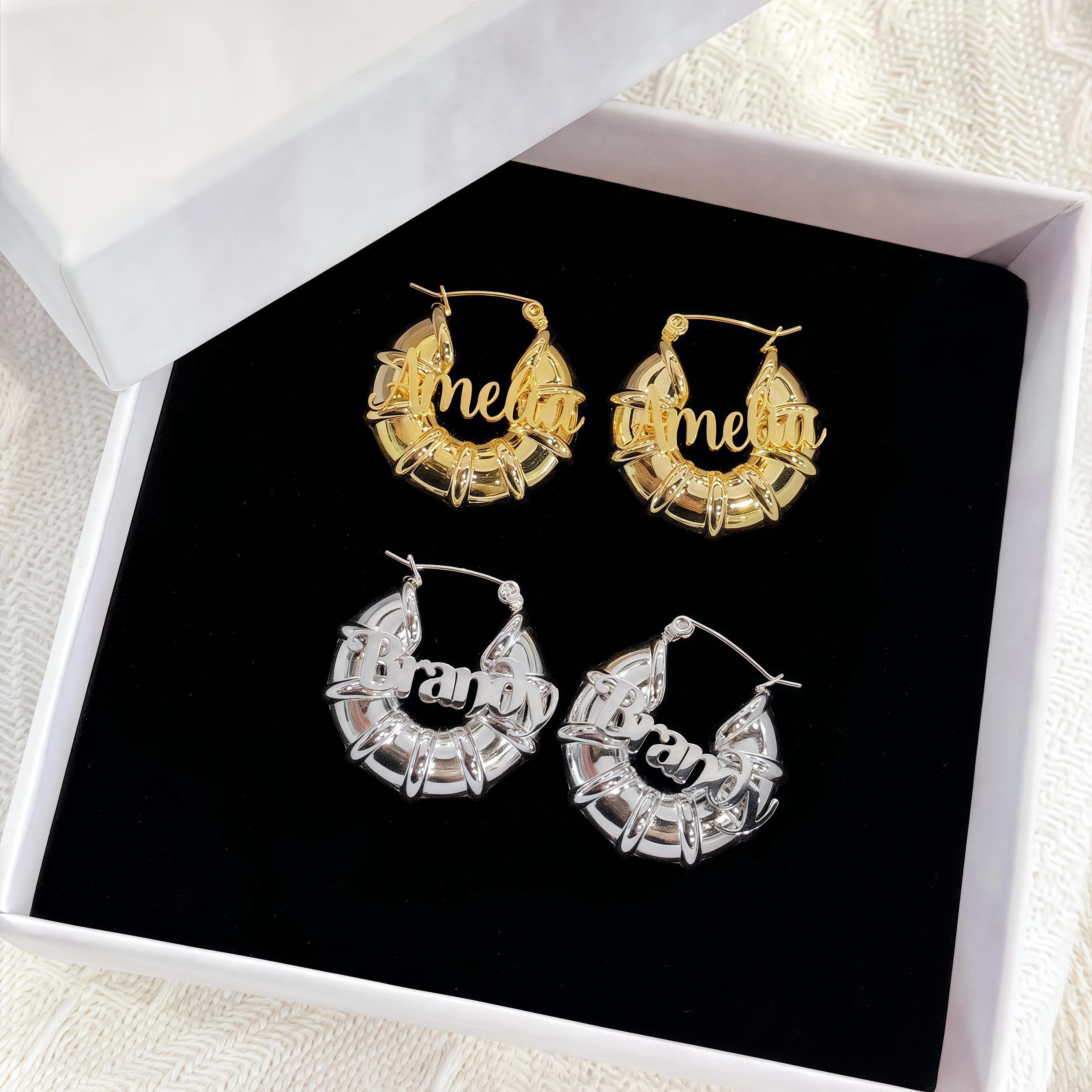 Custom Name Hoop Earrings, Stainless Steel Personalized Gift - image 3