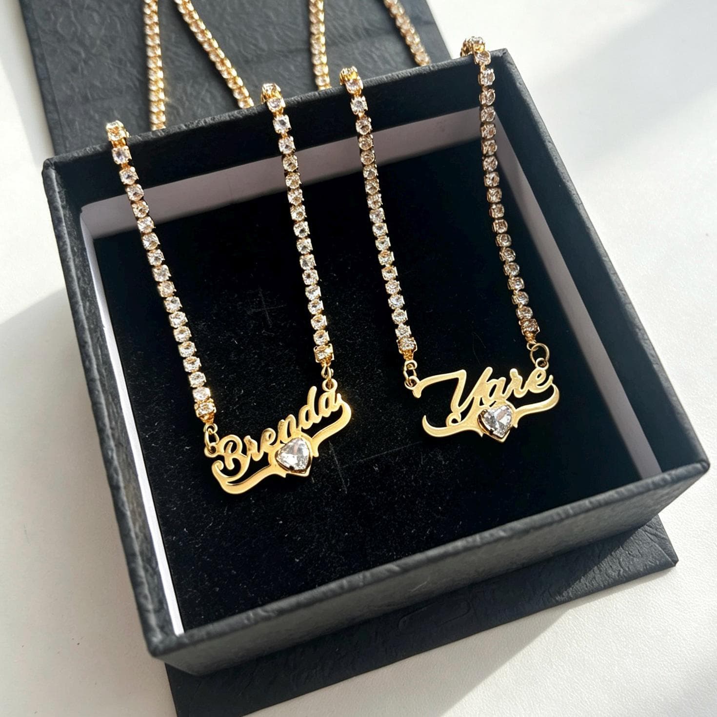 Custom Name Necklace with Heart: Gold Tennis Chain, Name Jewelry Gift for Women - image 3