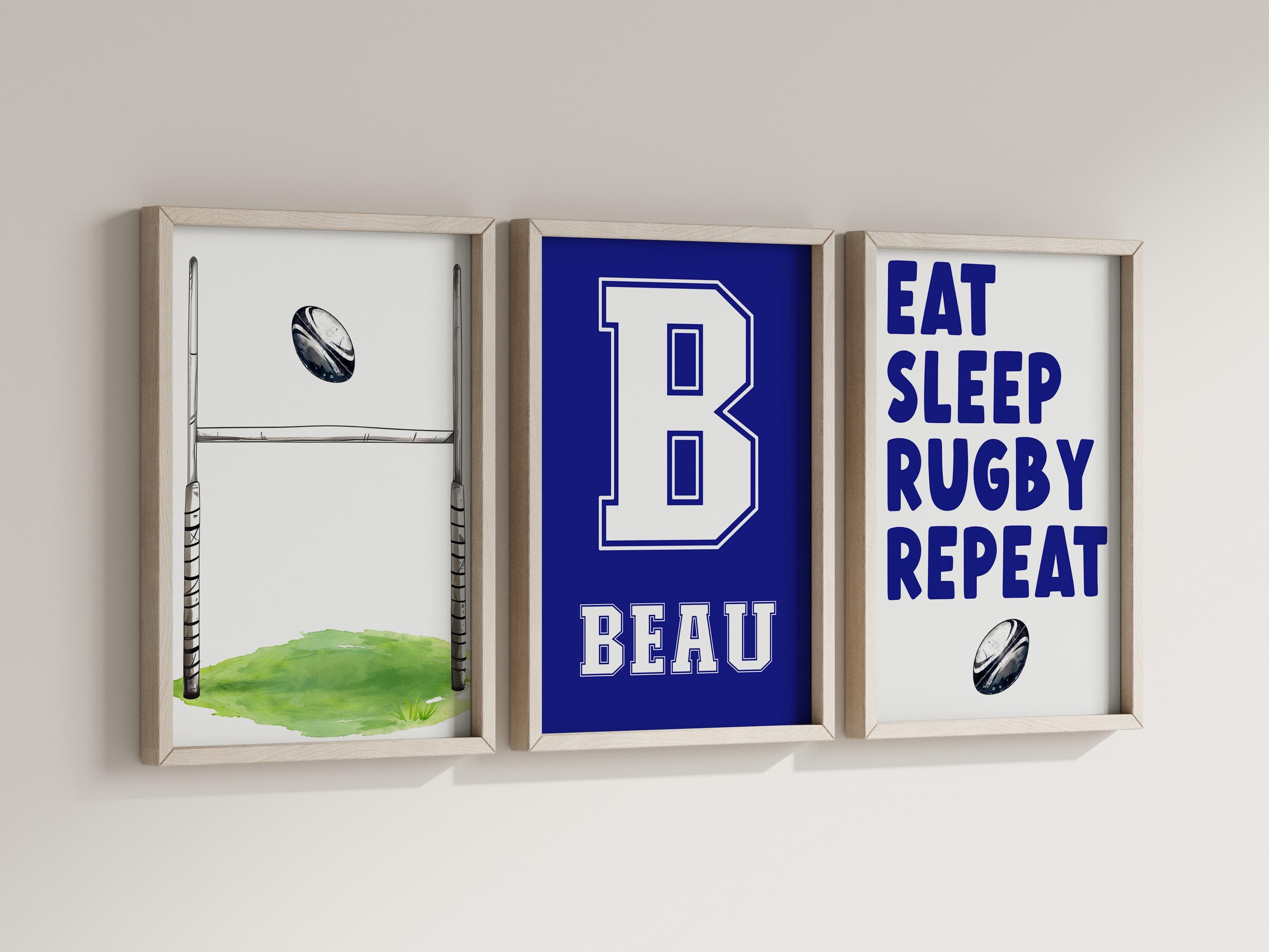 Kids Rugby Wall Art Set: Personalized Name Prints (Digital Download) - image 4