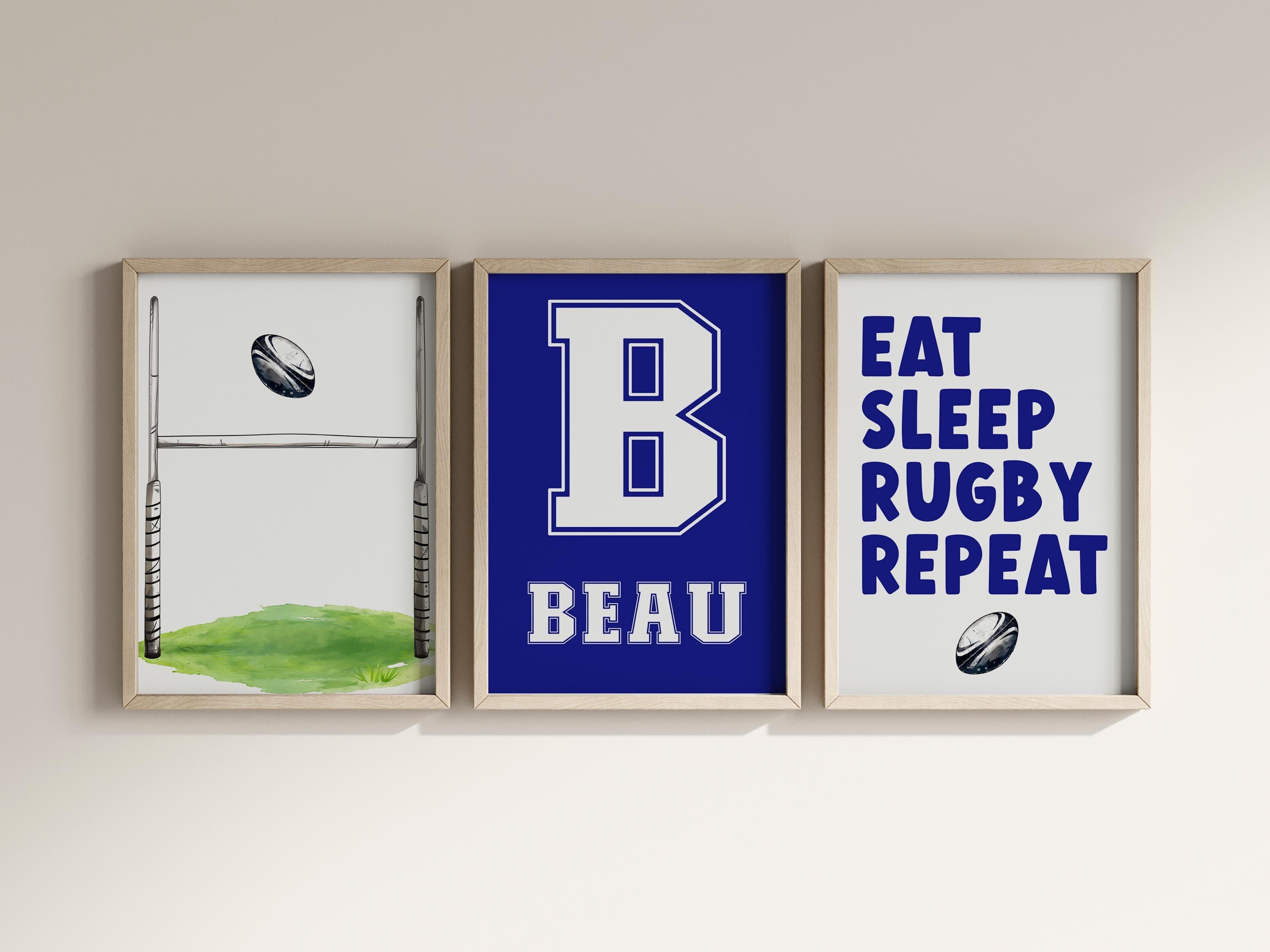 Kids Rugby Wall Art Set: Personalized Name Prints (Digital Download) - image 3