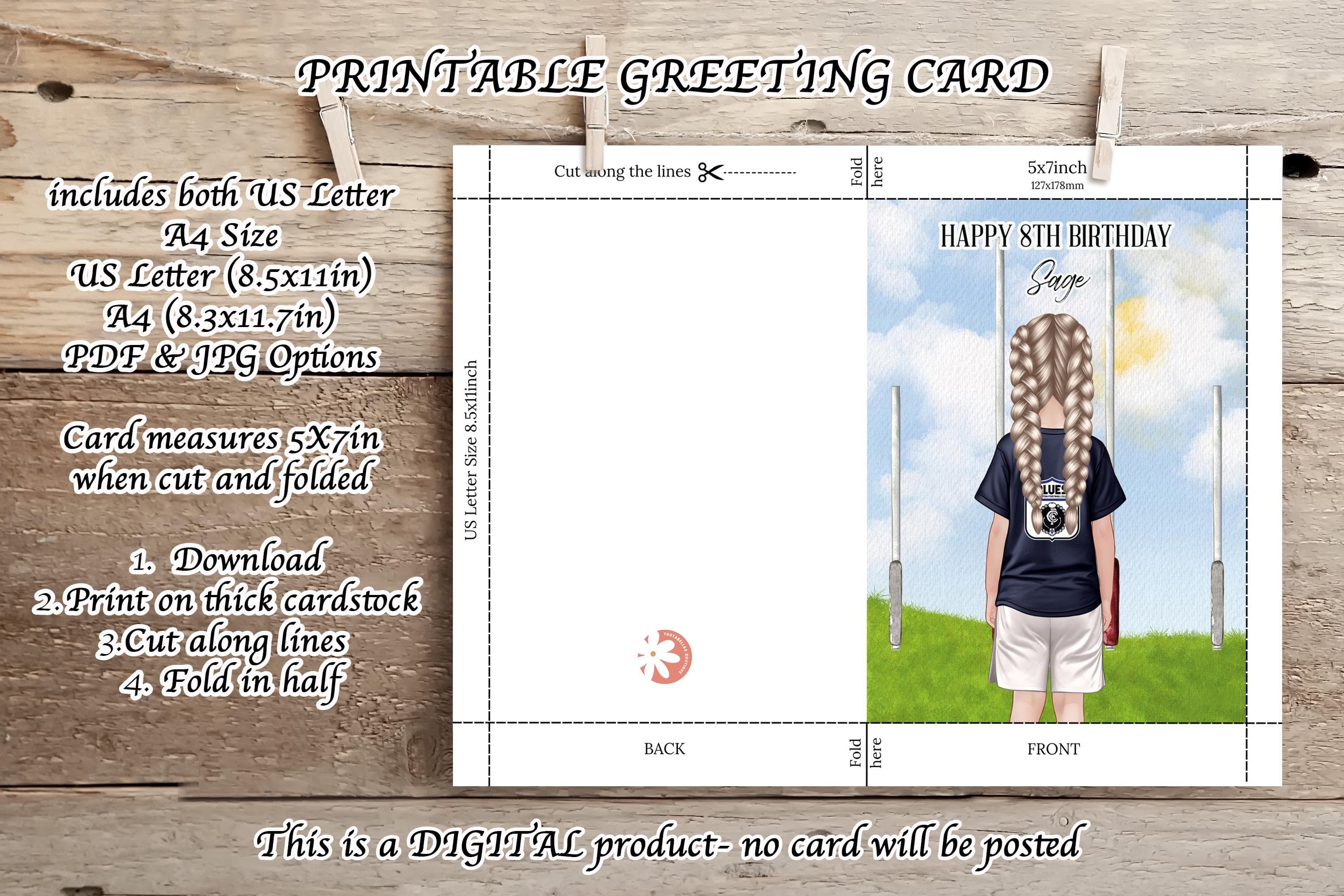 Custom AFL Birthday Card: Australian Rules Football, Girls (Digital Download) - image 3