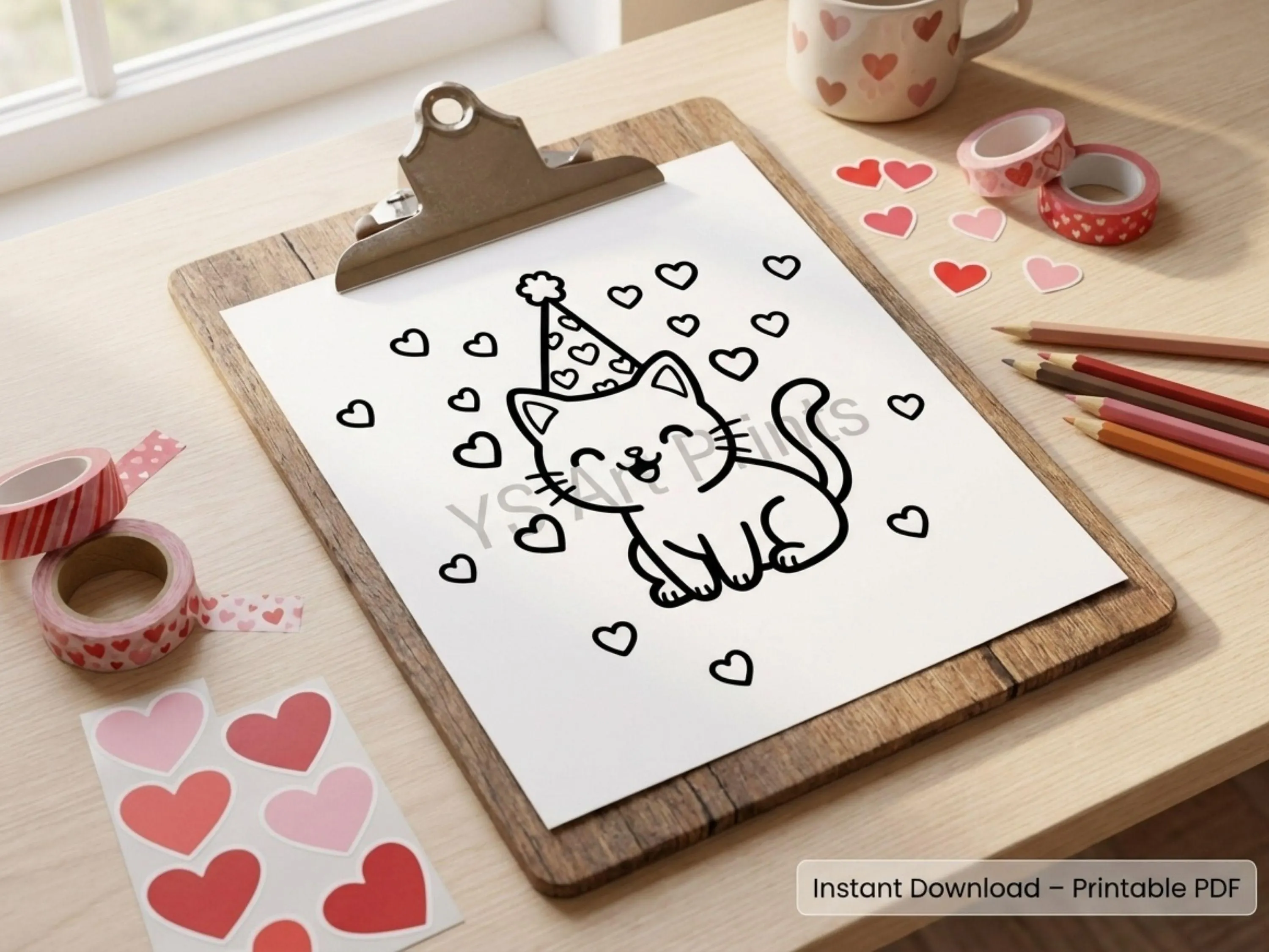 Valentine's Day Cat Coloring Book – 20+ Pages (PDF Download) - image 5