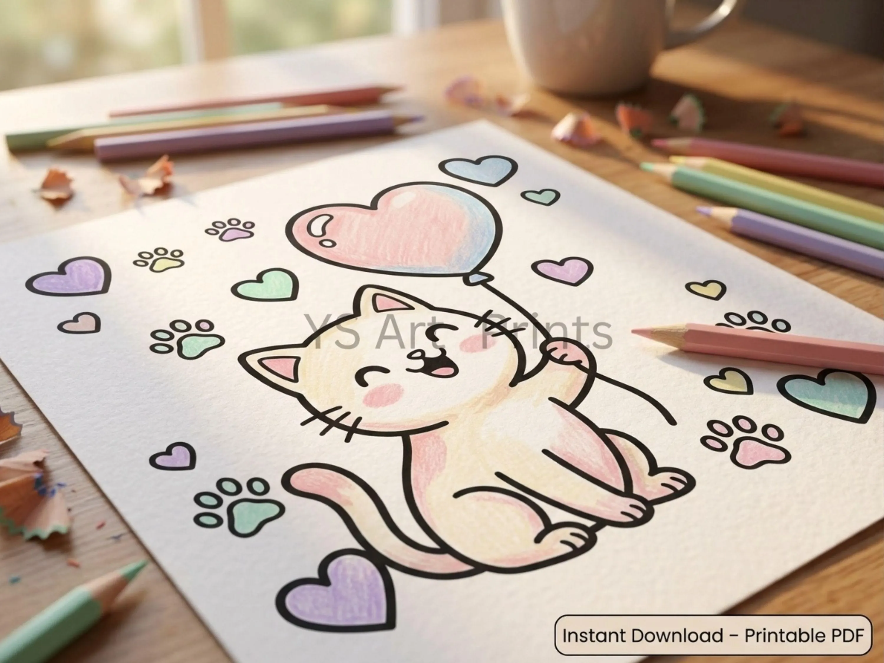 Valentine's Day Cat Coloring Book – 20+ Pages (PDF Download) - image 2