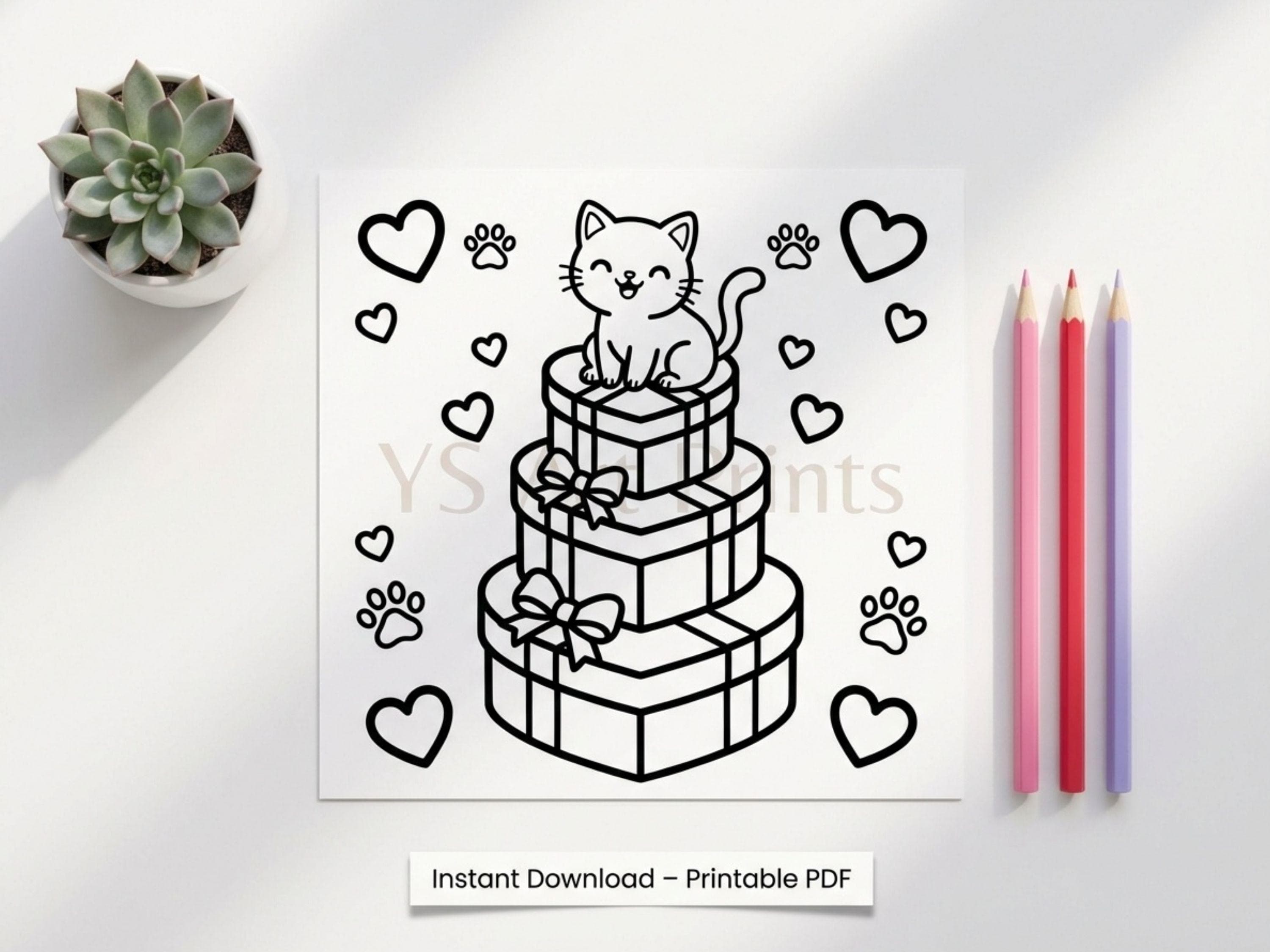 Valentine's Day Cat Coloring Book – 20+ Pages (PDF Download) - image 3