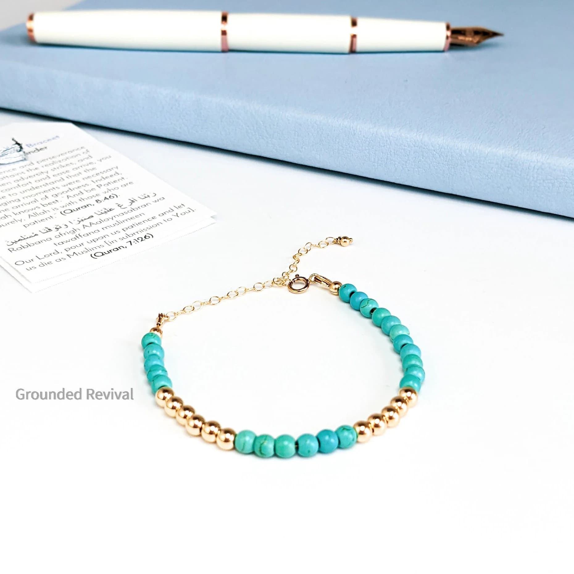 Turquoise Tasbih Bracelet | 14K Gold-Filled Islamic Prayer Beads