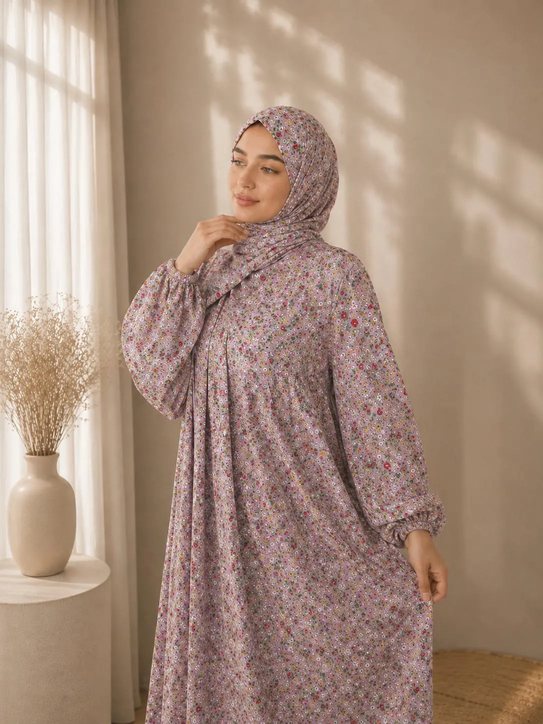 100% Cotton Prayer Dress with Attached Hijab, Plus Size Jilbab, Ramadan Modesty Wear
