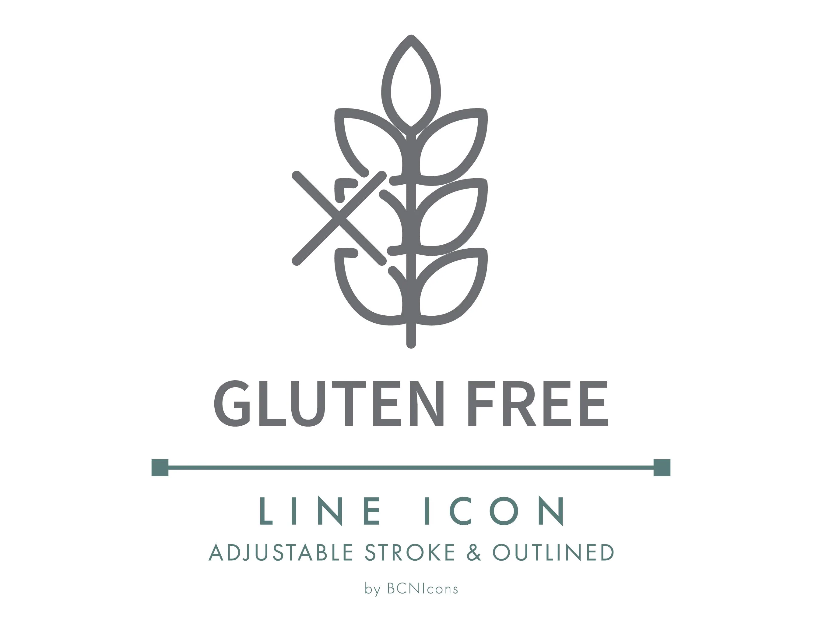 Gluten Free Line Icon SVG, Minimalist Natural Food & Cosmetics Packaging Logo PNG, Food Allergy Info Ingredient Product Symbol Vector Icon