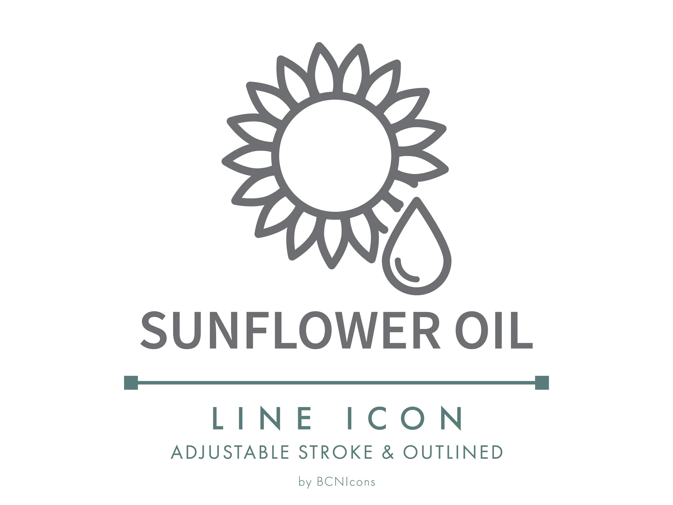 Sunflower Oil Line Icon SVG, Plant Oil Natural Food & Cosmetics Packaging Logo PNG, Vegetable Oil Organic Healthy Product Vector Symbol