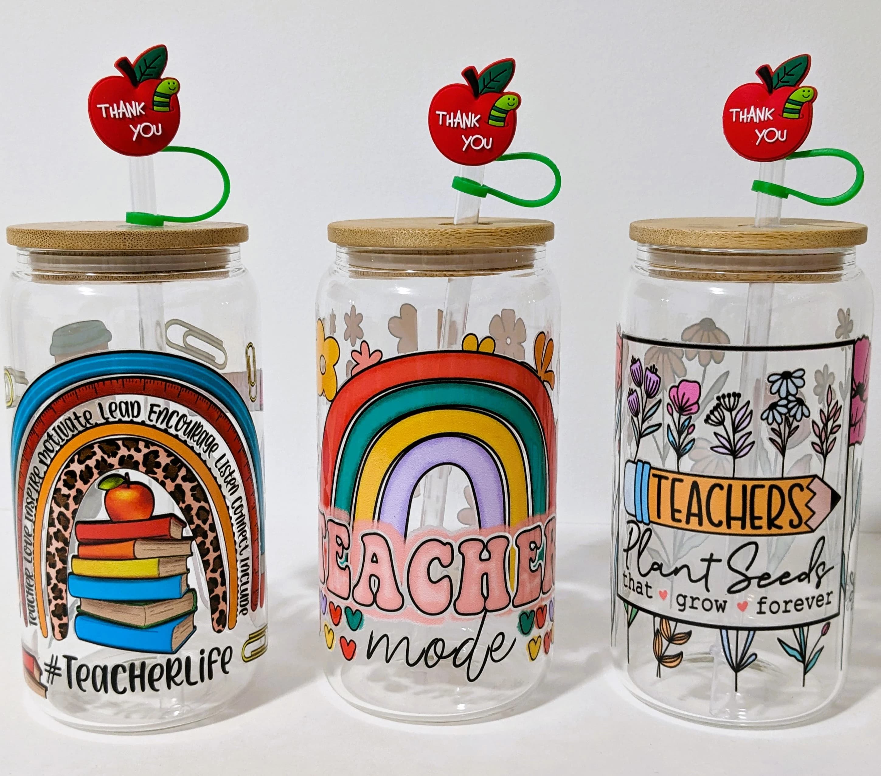 Customized Teacher Glass Tumbler with Straw - image 2