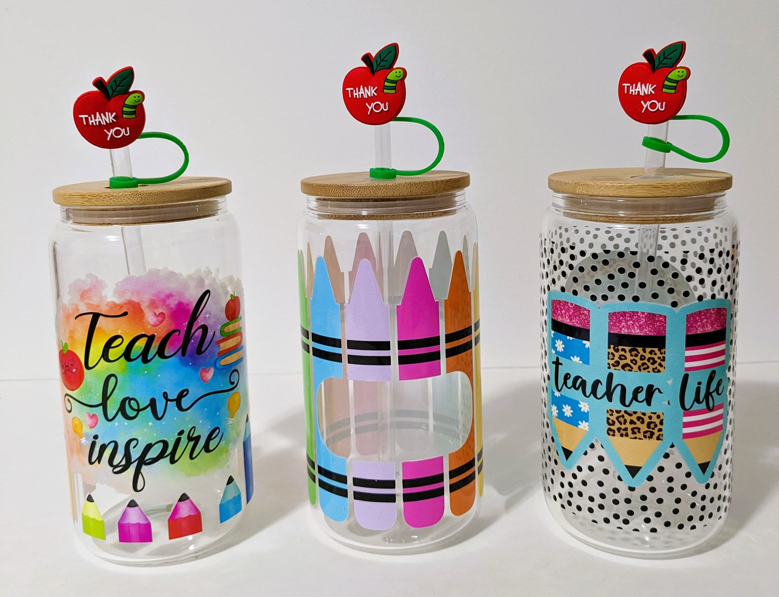Customized Teacher Glass Tumbler with Straw - image 3