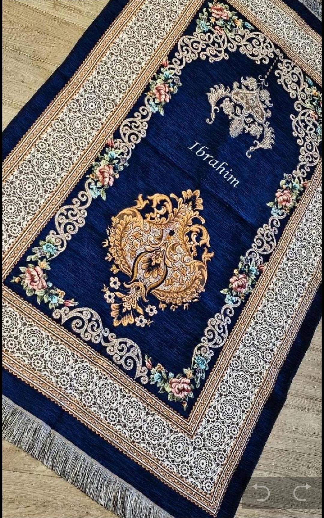 Premium Personalised Prayer Mat – Luxurious Custom Adult Sajada with Name Embroidery | Islamic Gift for Eid, Nikah Ramadan, Revert Navy Blue - image 3