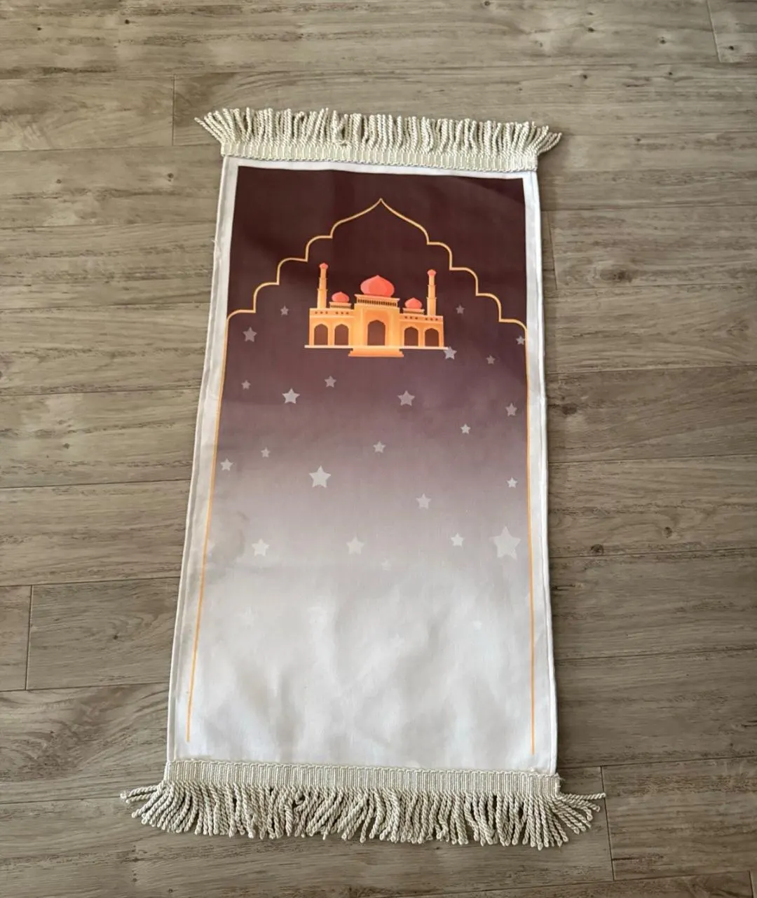 Personalised Kids Prayer Mat – Mini Muslim Sajada for Children | Ramadan Eid Gift | Islamic Prayer Rug Boys Girls | Musallah Janamaz | Beige - image 4