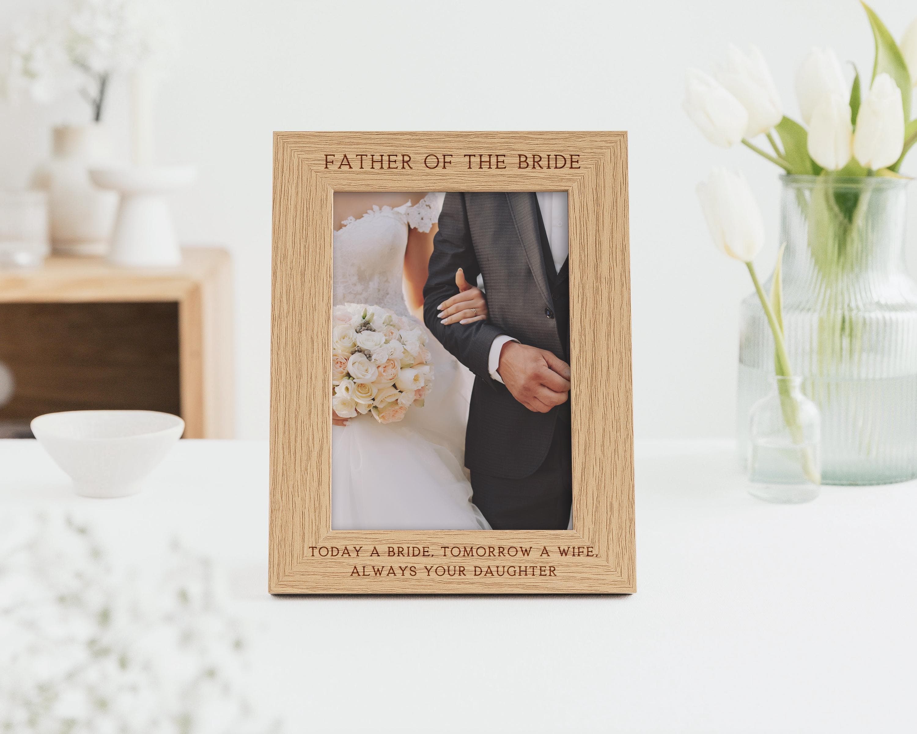 Father of the Bride Father of the Groom Wedding Favour Gift | Wooden Engraved Wedding Day Frame