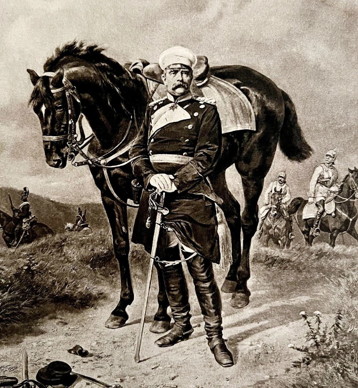 Otto Von Bismarck Before Paris Photogravure Victorian 1894 Portrait Horse DWS4