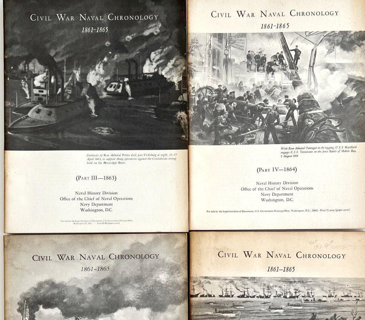Civil War Naval Chronology Lot Of 4 PB Books Navy History 1960s Military E53
