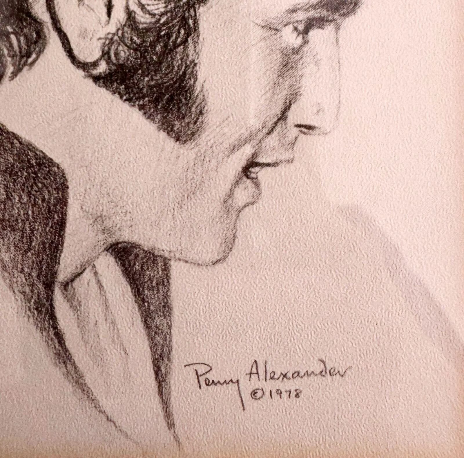 Penny Alexander Elvis Presley Framed Pencil Lithograph Art Print 1978 Music SS - image 3