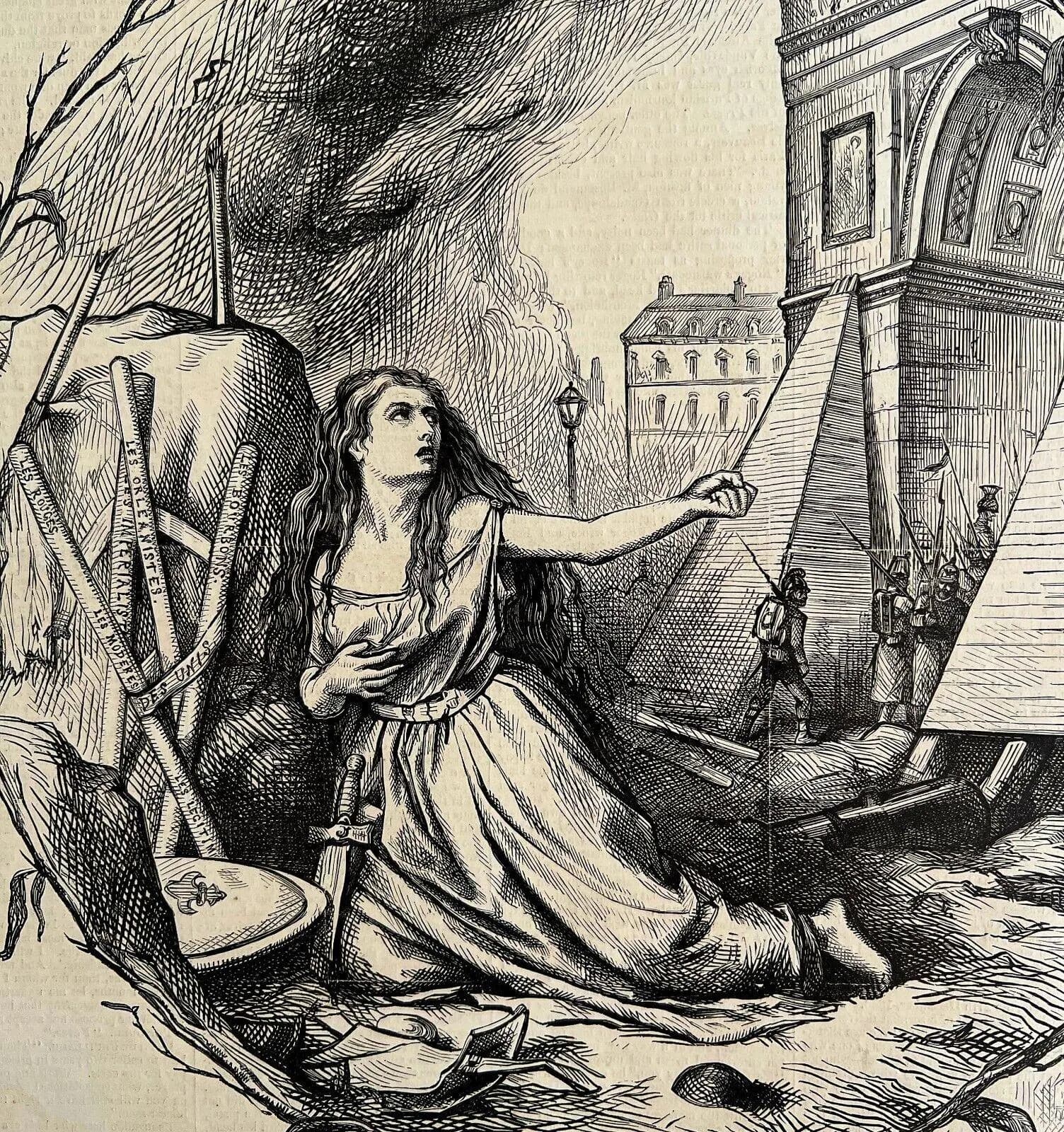 Thomas Nast France Germany Centerfold 1871 Victorian Woodcut Engraving LGBinTN2