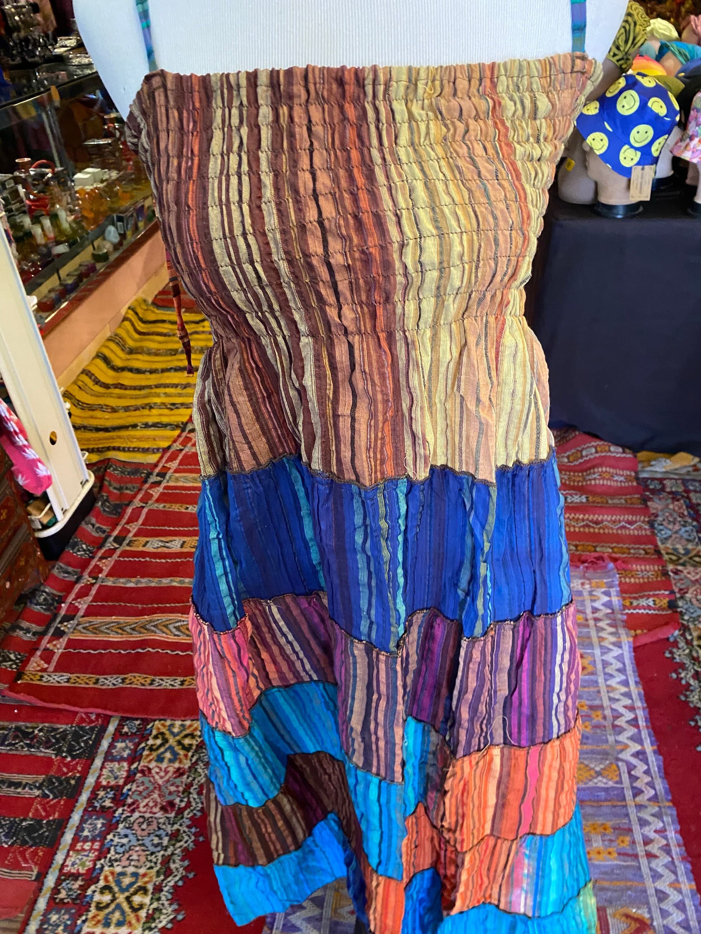 Boho Patchwork Sundress: One-of-a-Kind Hippie Cotton Dress - image 5