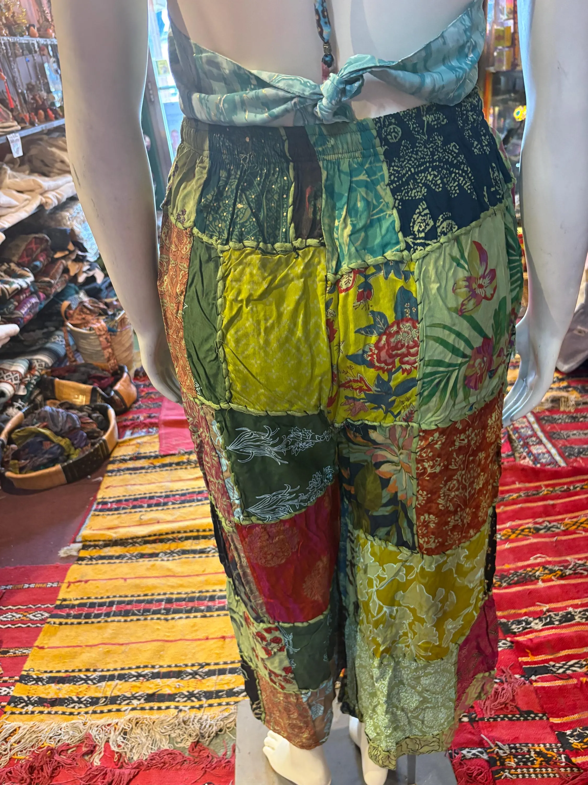 Handmade Patchwork Cotton Pants – Boho Festival Wide Leg Style - image 3