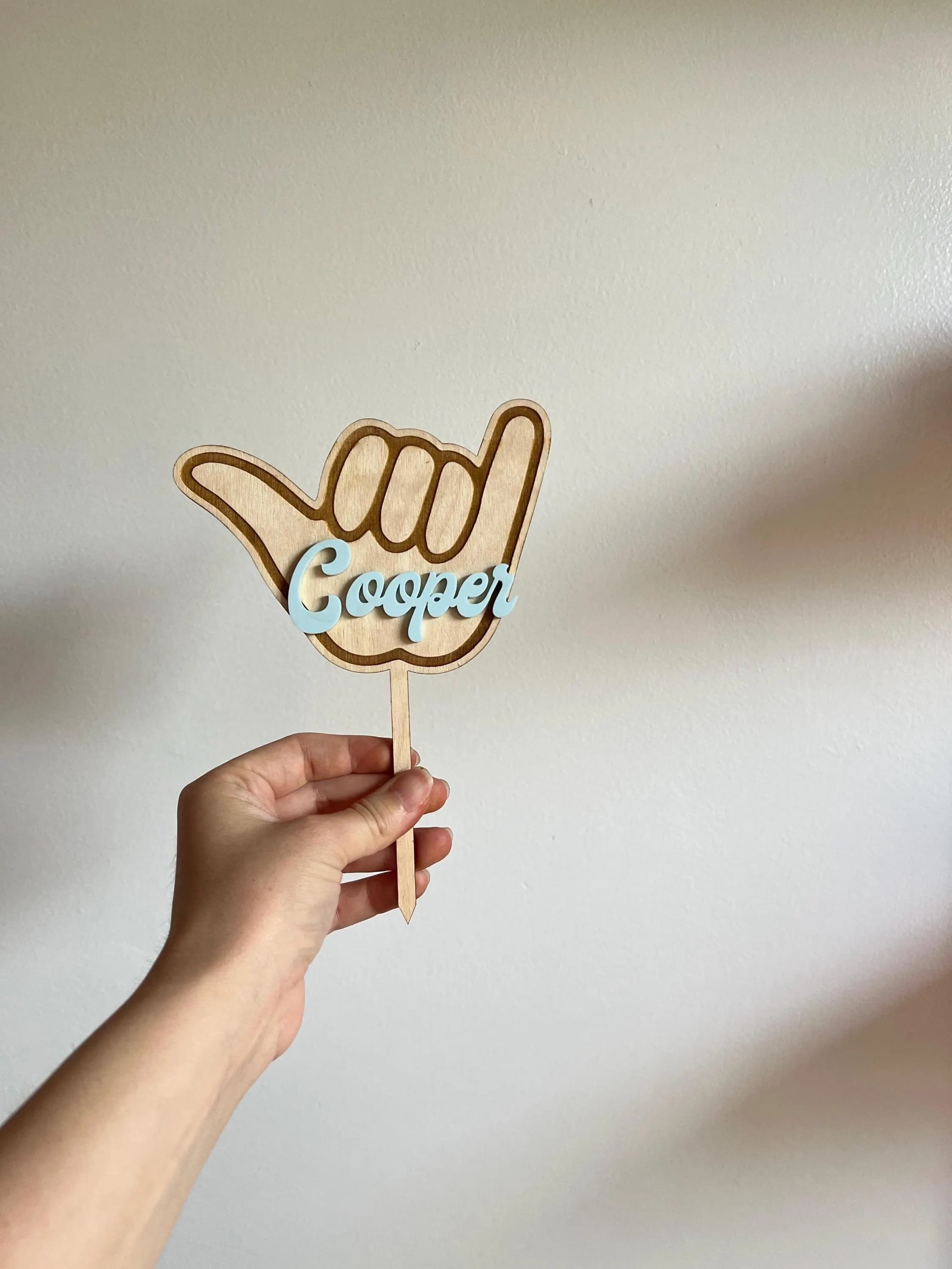 Shaka Cake Topper, Surfs Up Cake Topper, The Big One Birthday, Personalized Cake Topper, Custom Name Topper, Boys Birthday, - image 5