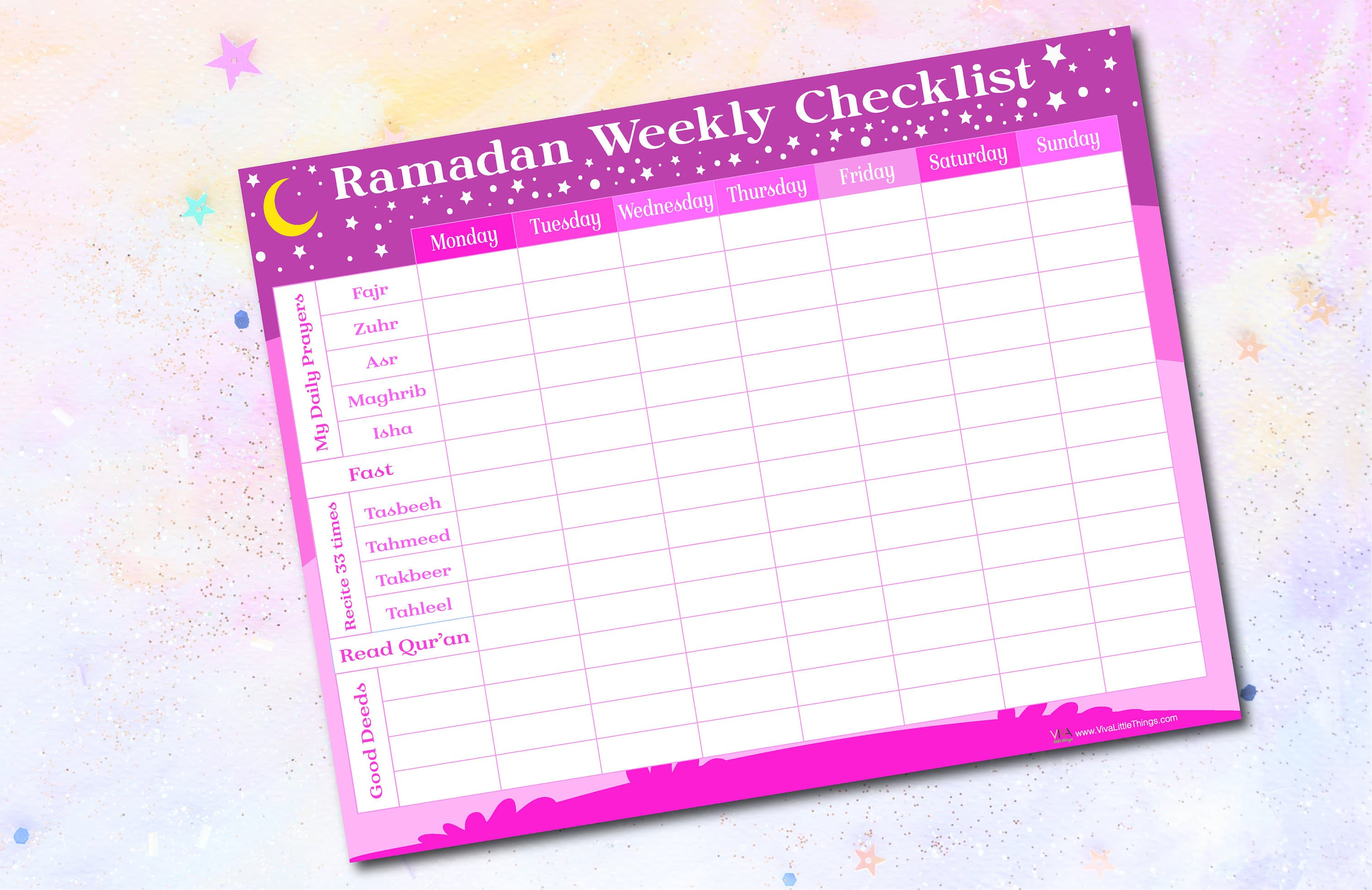 Weekly Ramadan Checklist Activity Printable Activity Islamic Activity Printable Ramadan Islam Activity Printable Ramadan Kids - image 2