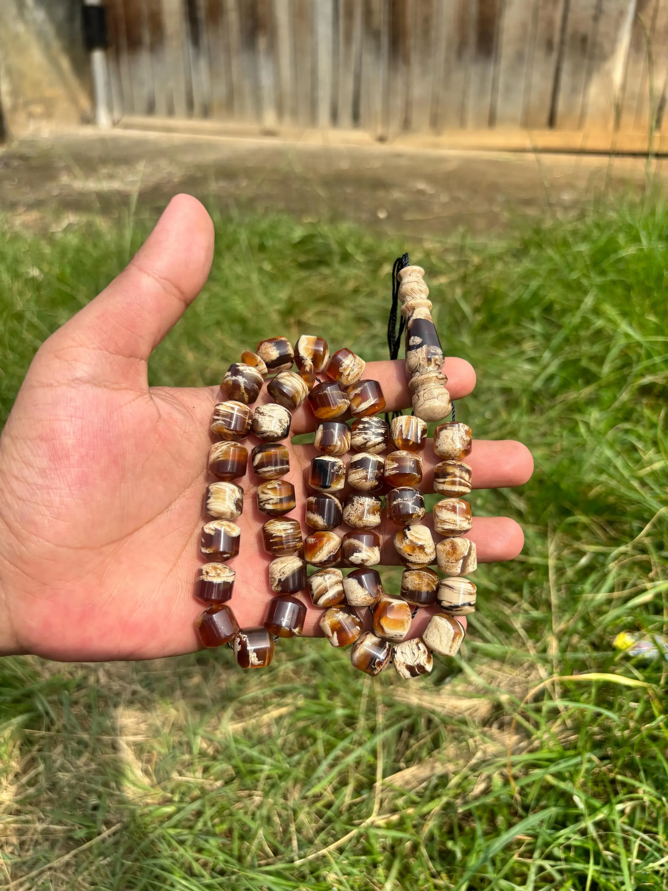 Sumatra Amber Barrel Beads: Zebra Pattern, Indonesian Fossil Resin - Set of 45 - image 5