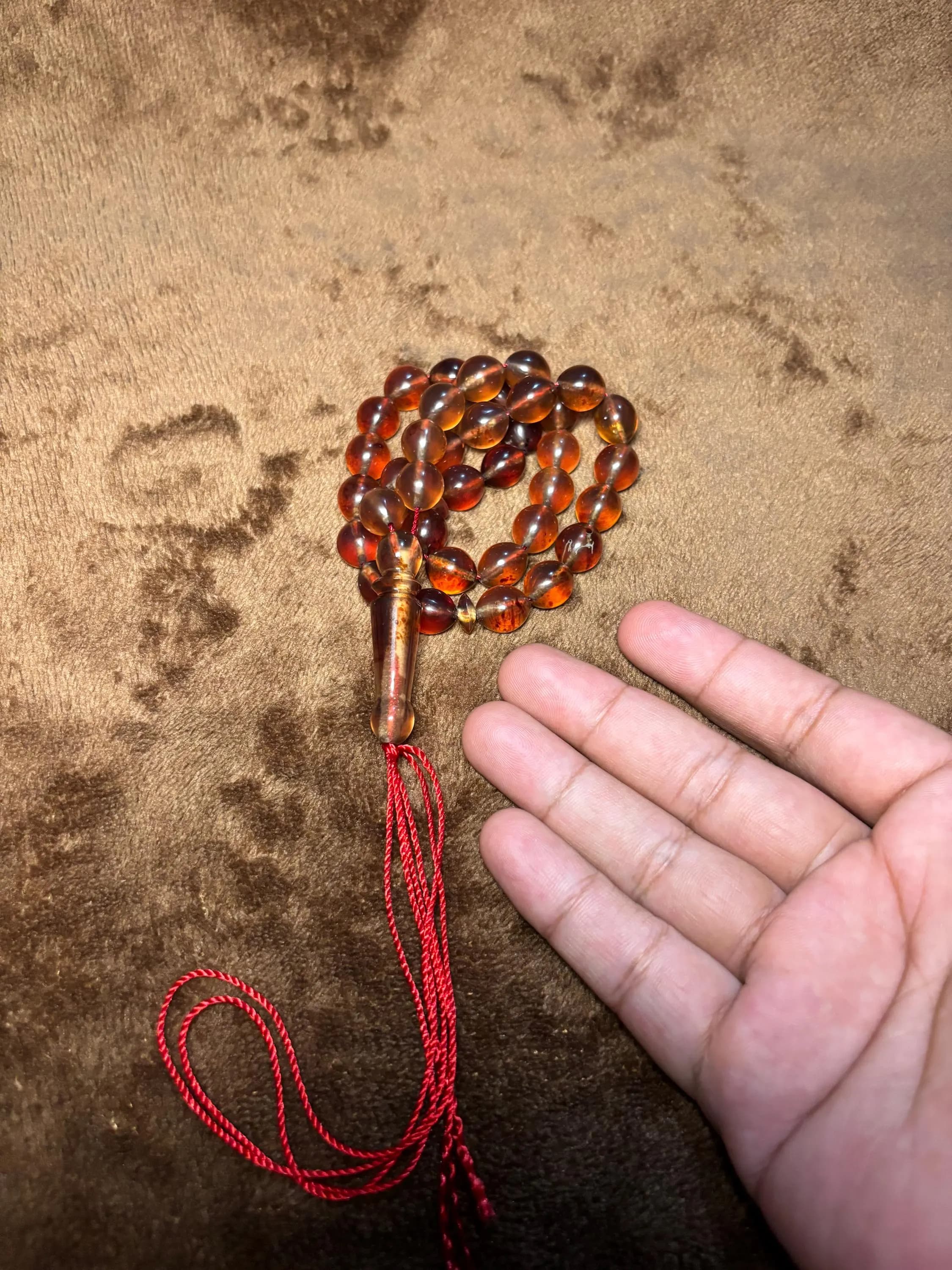 Sumatra Orange Amber Prayer Beads: 36 Olive Shape Beads (10x12mm) - image 5